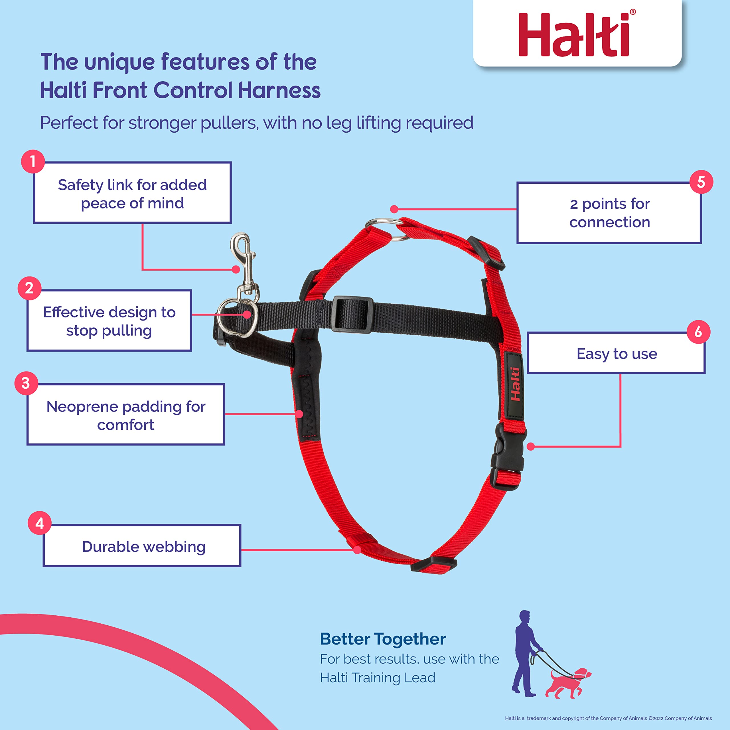 Halti Front Control Dog Harness - Stops Pulling | Medium Size | Neoprene Padding