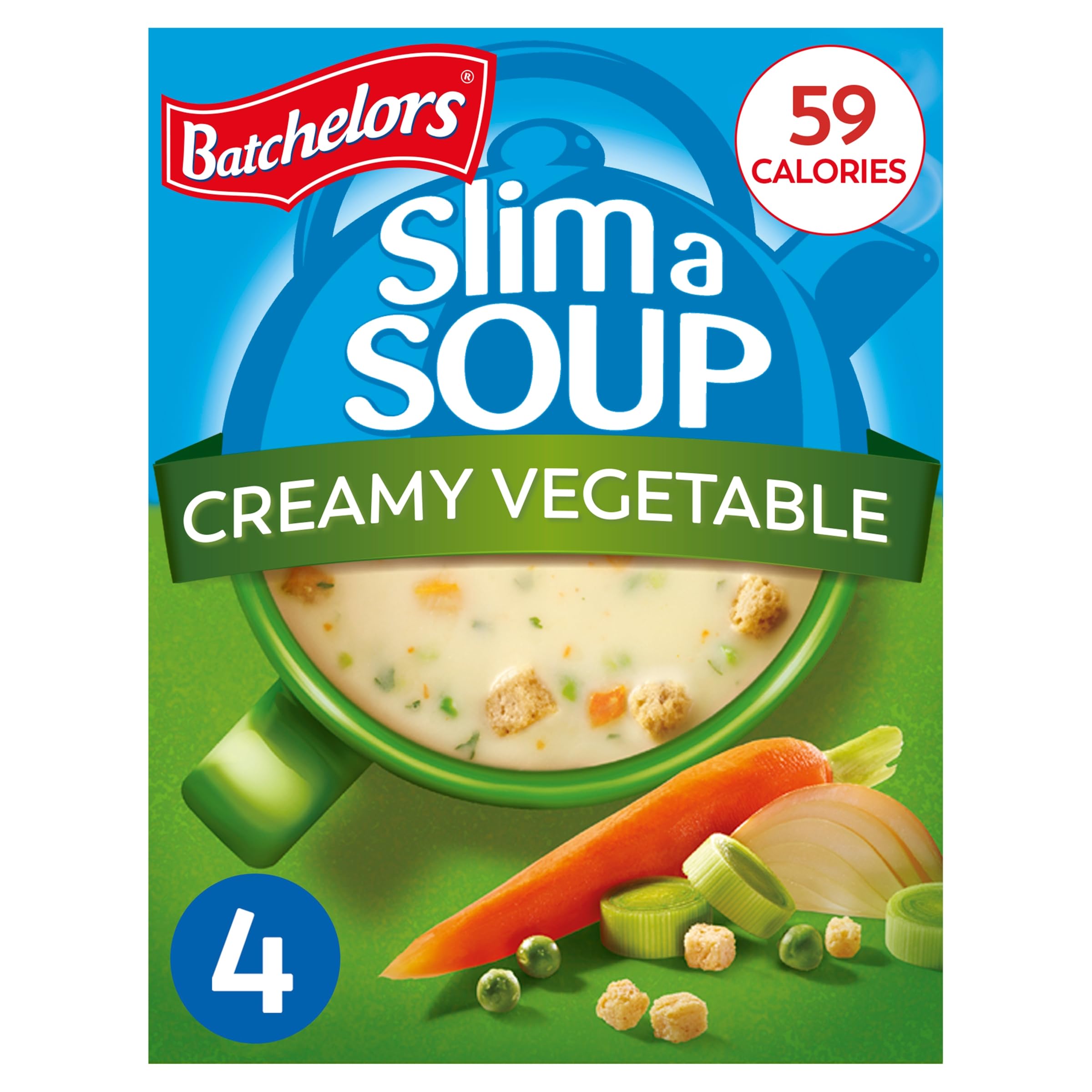 Batchelors Slim a Soup Cream of Vegetable Instant Soup Mix, Low Fat, 4 Sachets, 59g 1