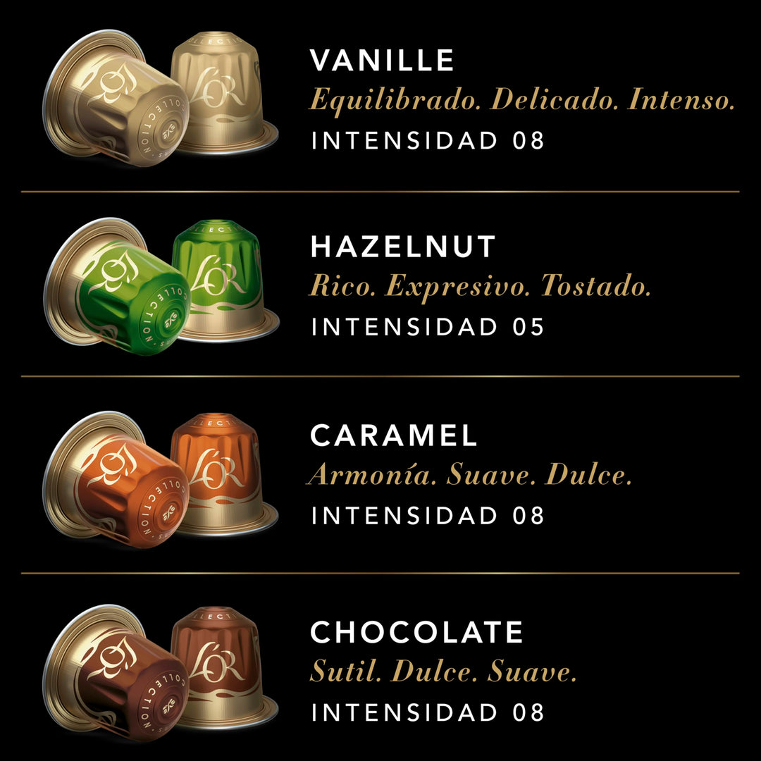 L'OR Espresso Flavours Variety Bundle x40 - Vanilla, Hazelnut, Caramel, Chocolate - Nespresso® Compatible