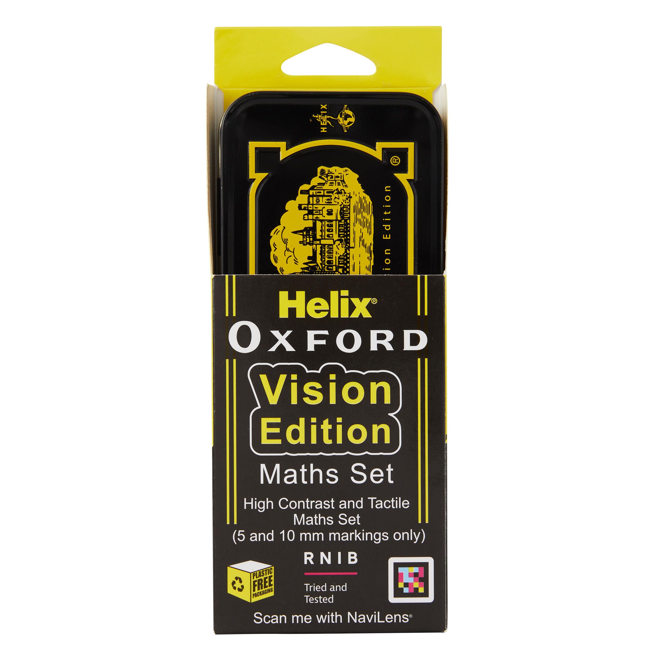 Helix Oxford Vision Maths Set - RNIB Accredited, High Contrast Yellow/Black, Pack of 1