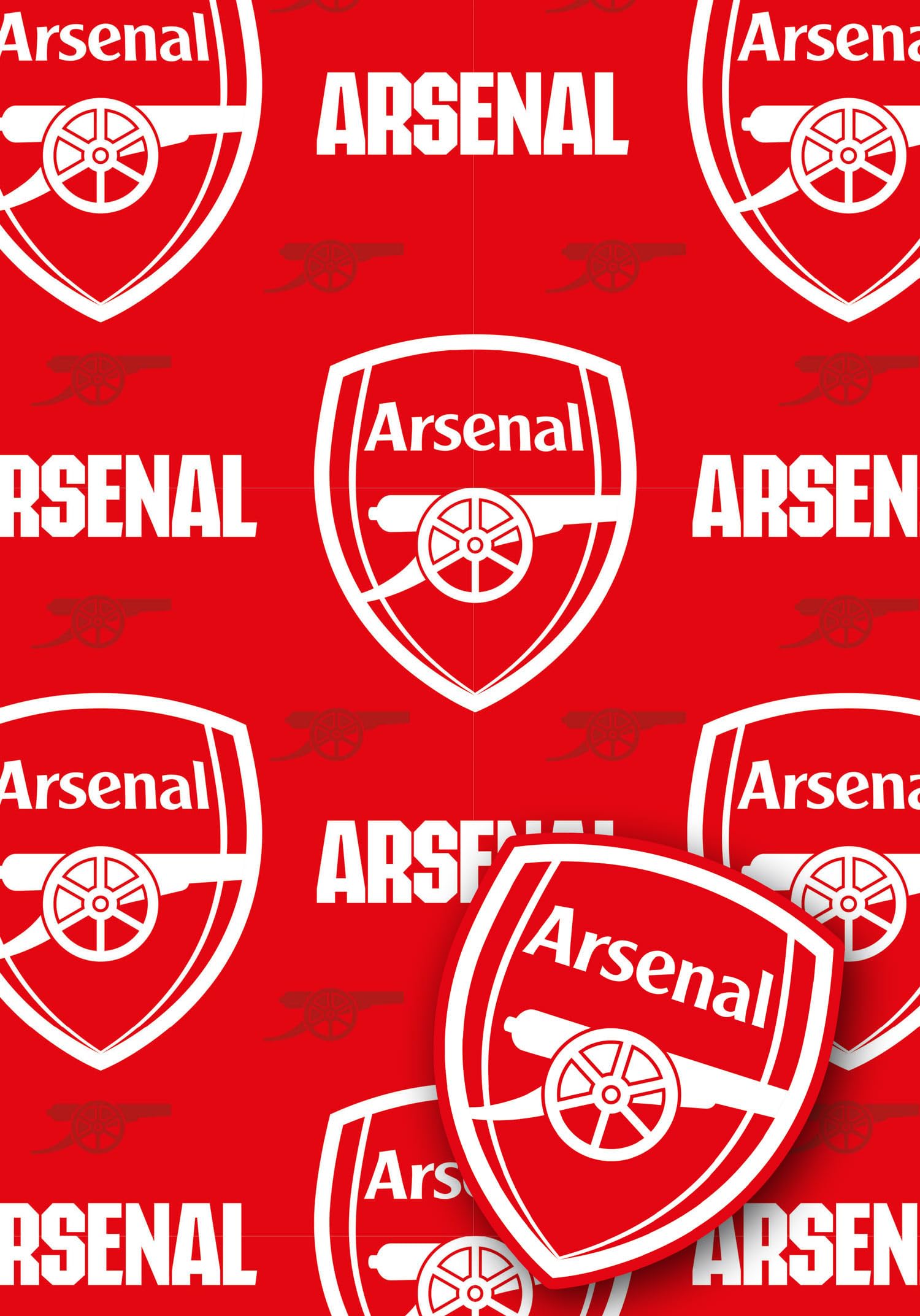 Danilo Promotions LTD Arsenal FC Wrapping Paper - 2 Sheets, 2 Tags | 70x50cm | Red | Glossy Finish
