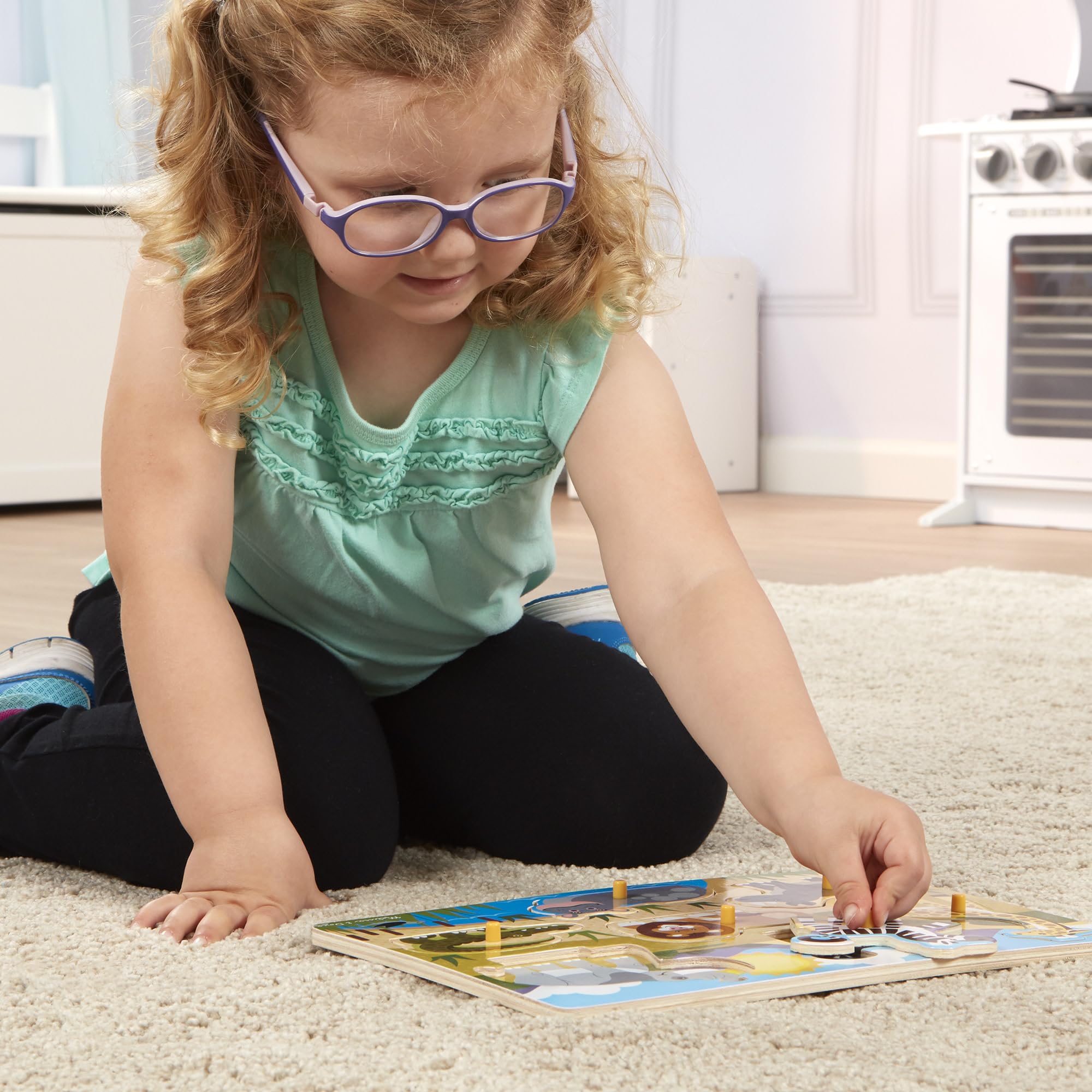 Melissa & Doug Safari Wooden Peg Puzzle - 7 Pieces | Ages 2-4 Years | Wood