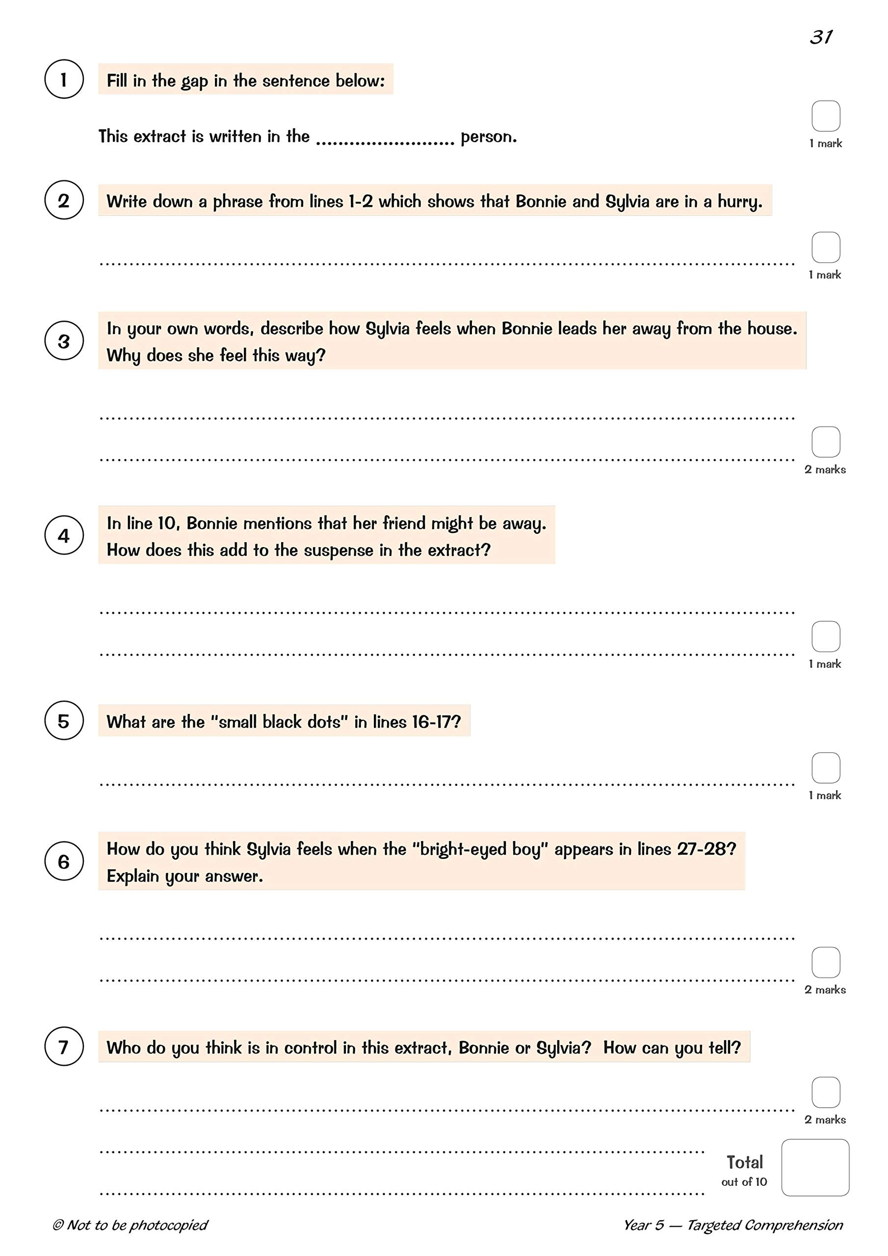 CGP New KS2 English Targeted Question Book: Year 5 Reading Comprehension Book 1 | Paperback | 33 Pages 5