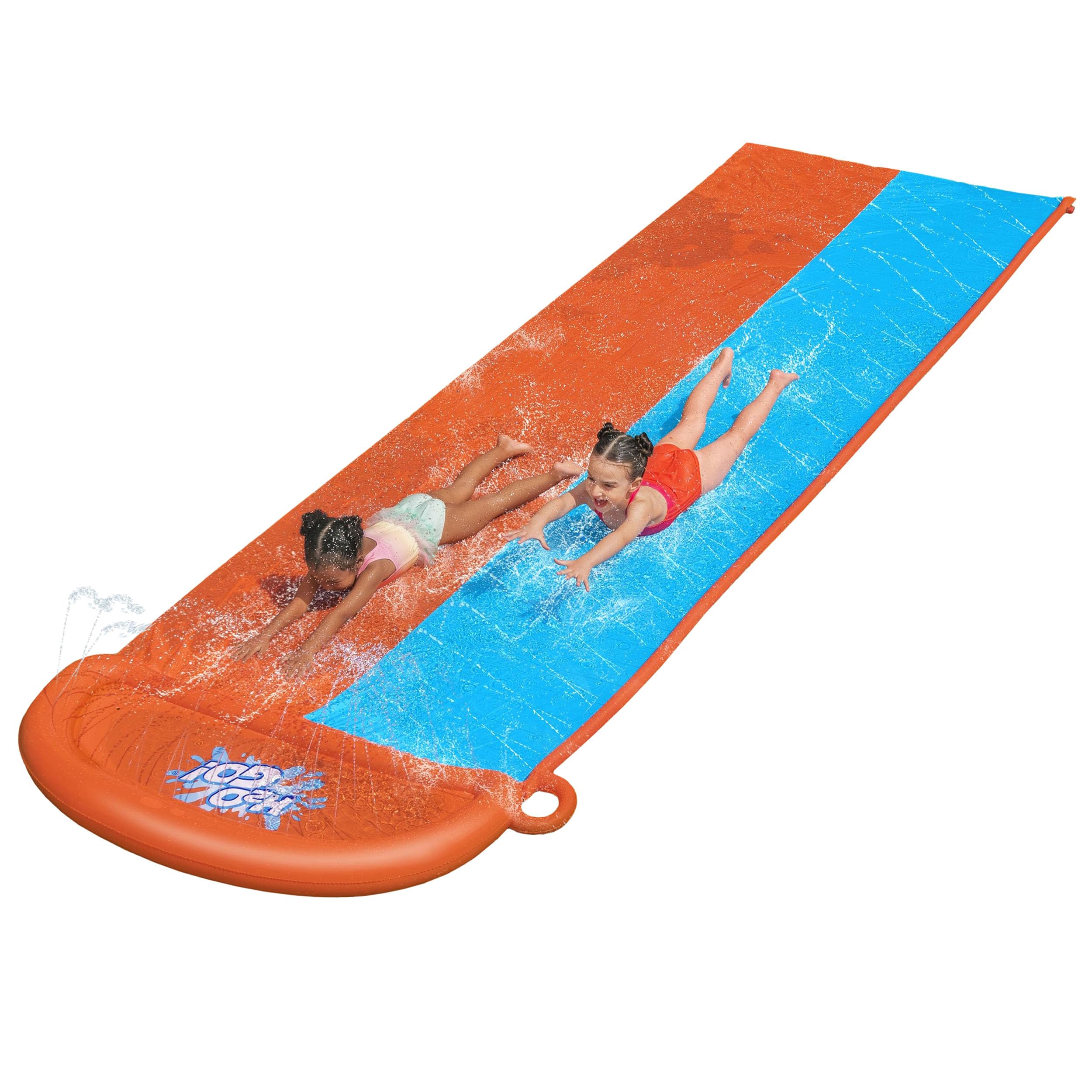 Bestway H20GO Double Lane Slip and Slide - Built-in Sprinklers & Drench Pool | 488cm Length | Ages 3+