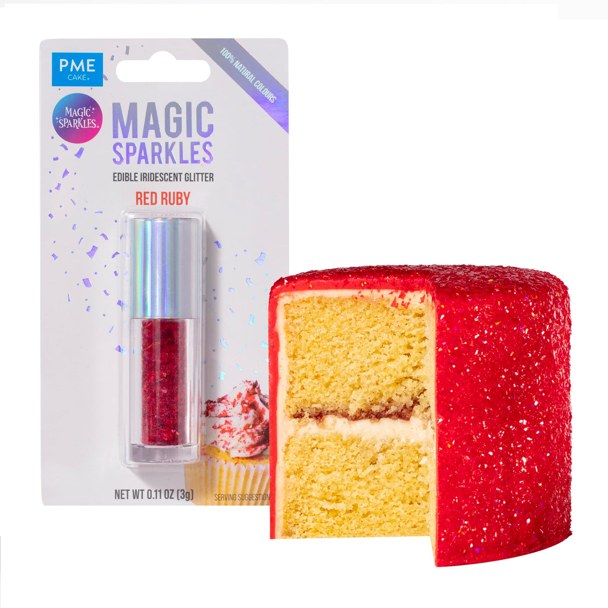 PME Magic Sparkles Edible Iridescent Glitter - Red Ruby, 3g