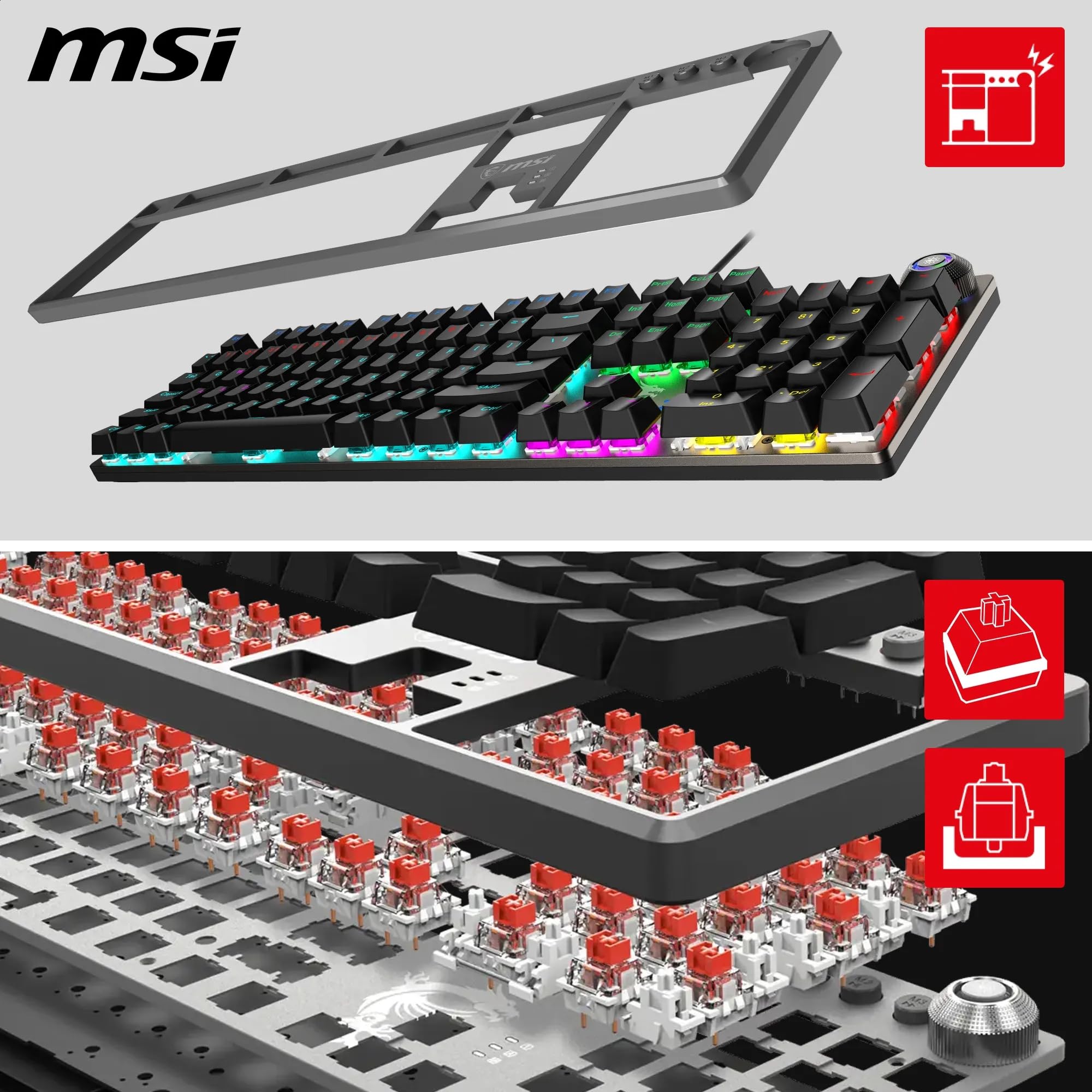 MSI FORGE GK310 Mechanical Gaming Keyboard - Red Switches | Hot-Swappable | RGB Backlighting 3