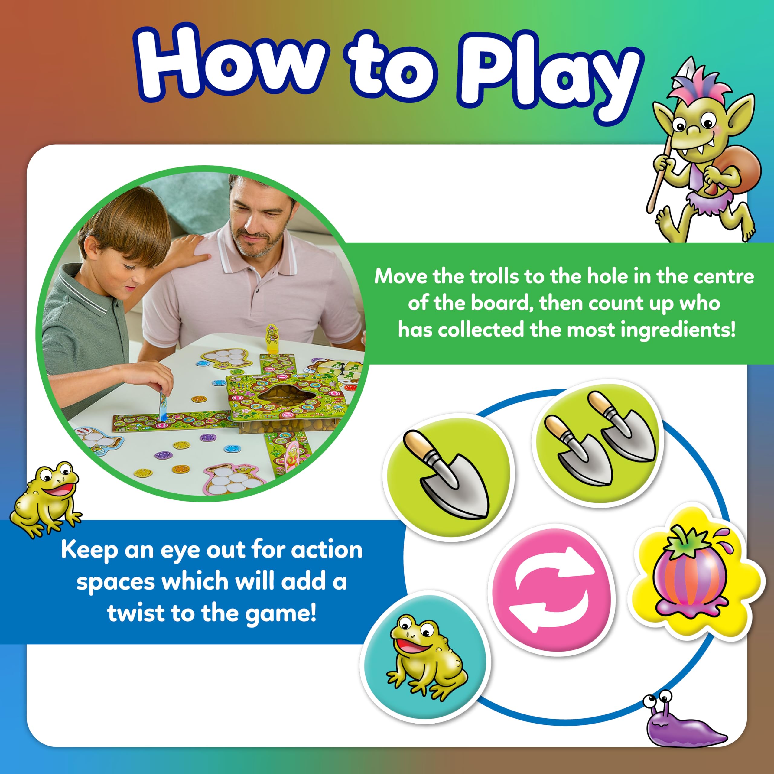 Orchard Toys Troll in a Hole Family Board Game | Ages 4+ | 2 Ways to Play | Educational 7