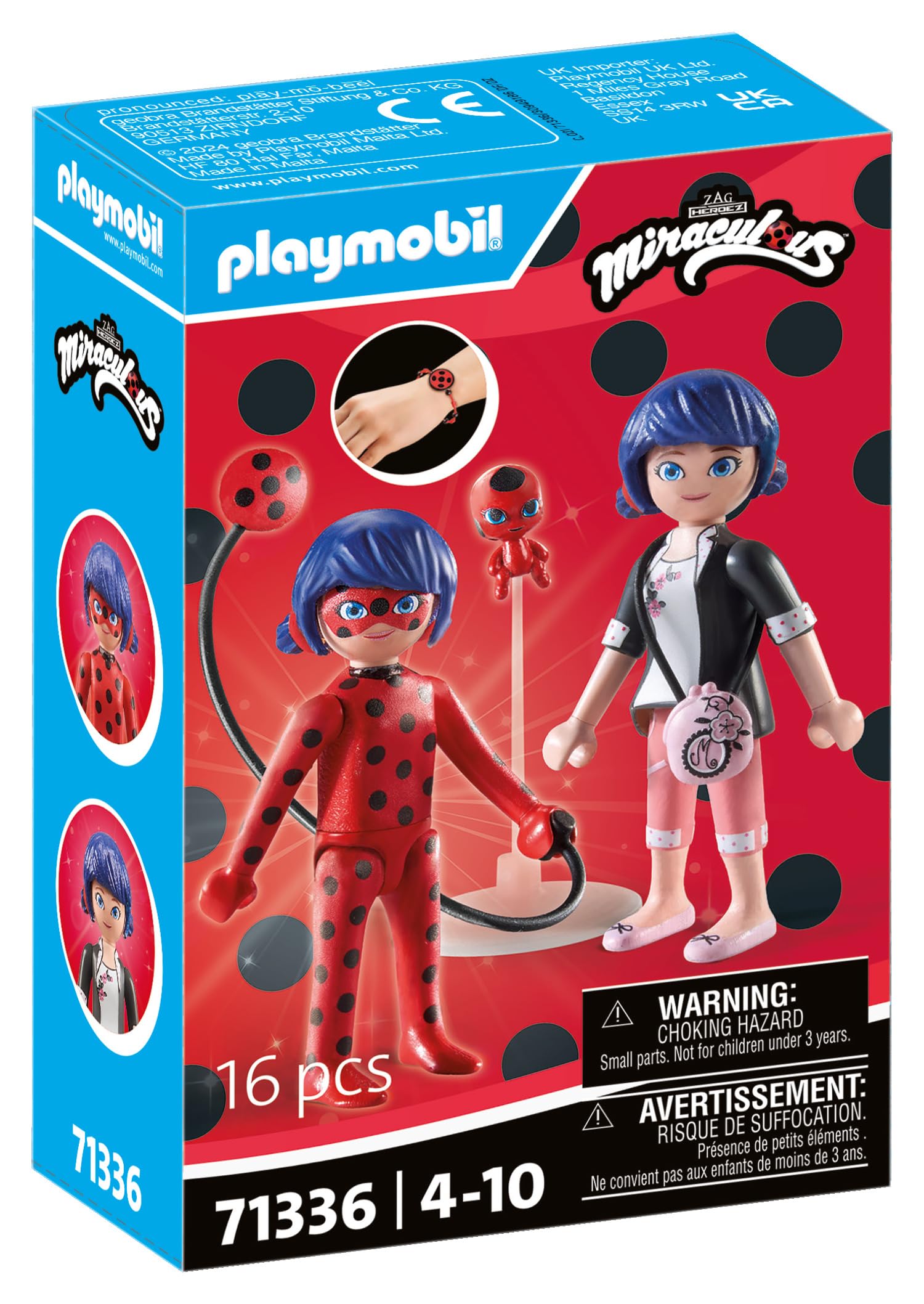 Playmobil Miraculous: Marinette & Ladybug Playset 71336 with Tikki Figure, Ages 4+