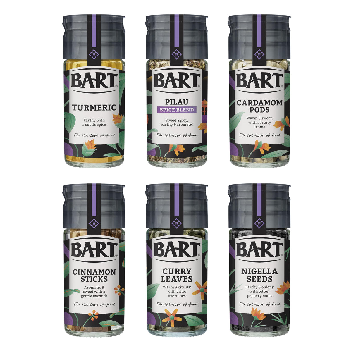 BART Indian Spice Collection - 6 Spices: Turmeric, Cinnamon, Cardamom