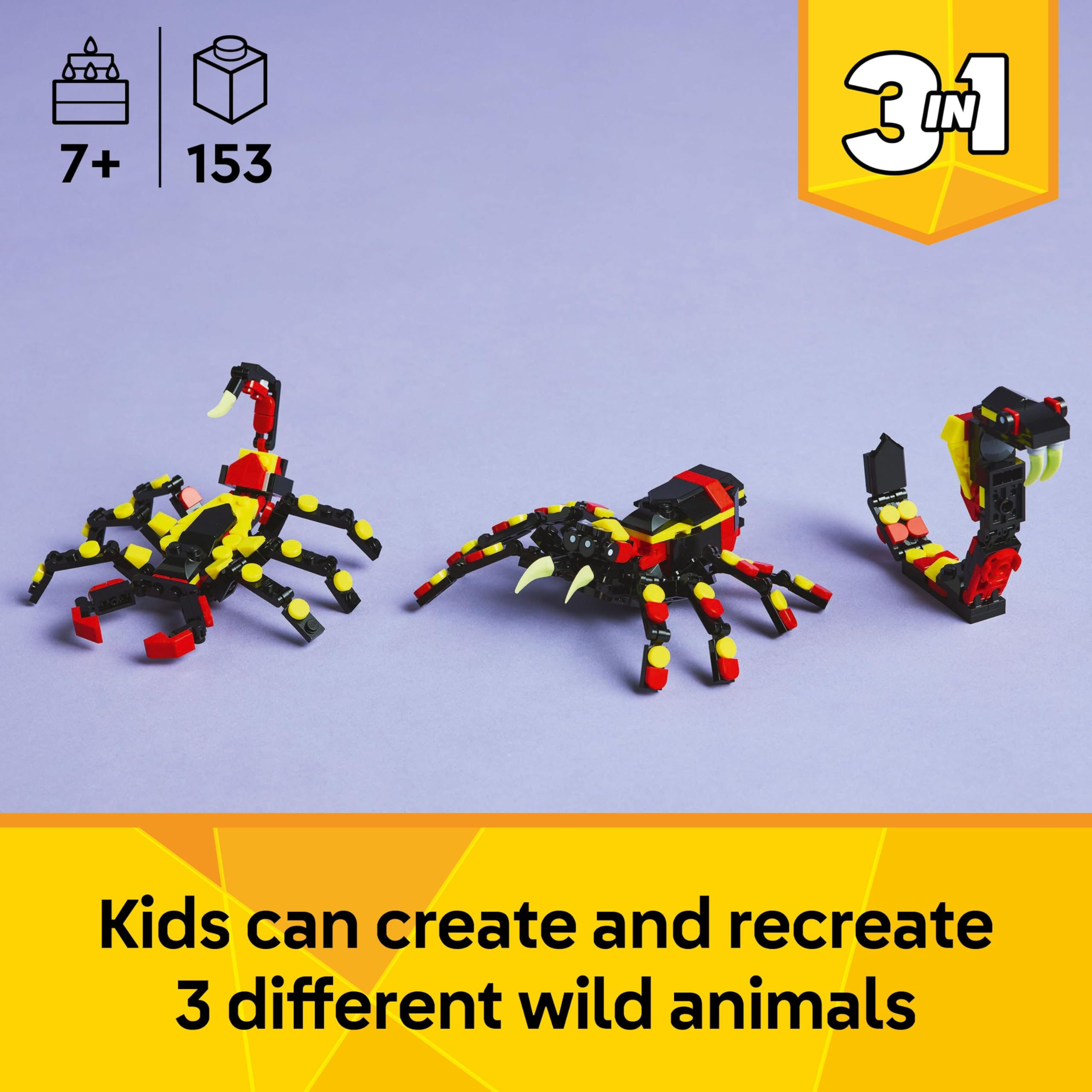 LEGO Creator 3in1 Wild Animals: Surprising Spider Toy Set 31159 | Ages 7+ | 3 Models in 1 2