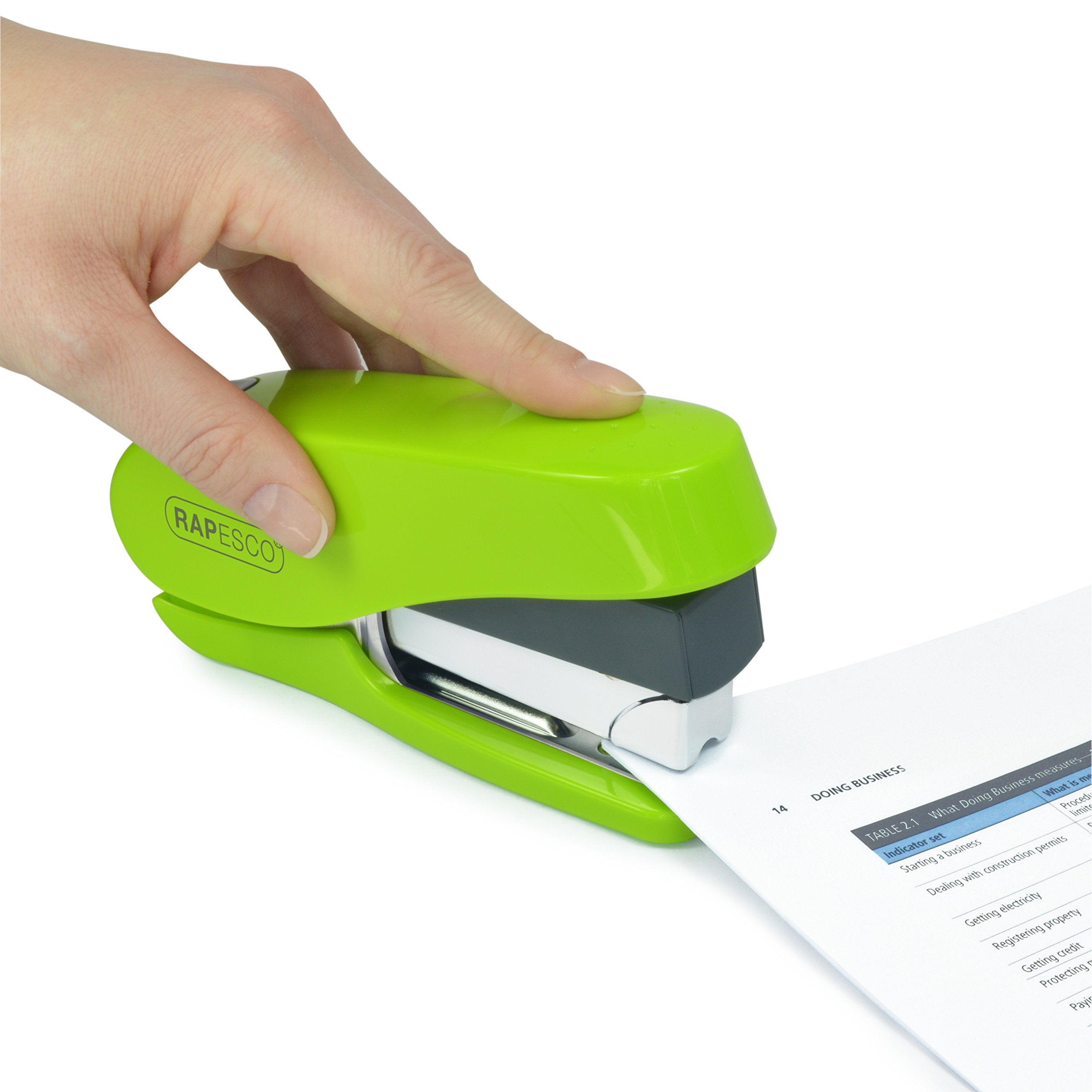 Rapesco Luna Less Effort Desktop Stapler - 50 Sheet Capacity, Half Strip, Green