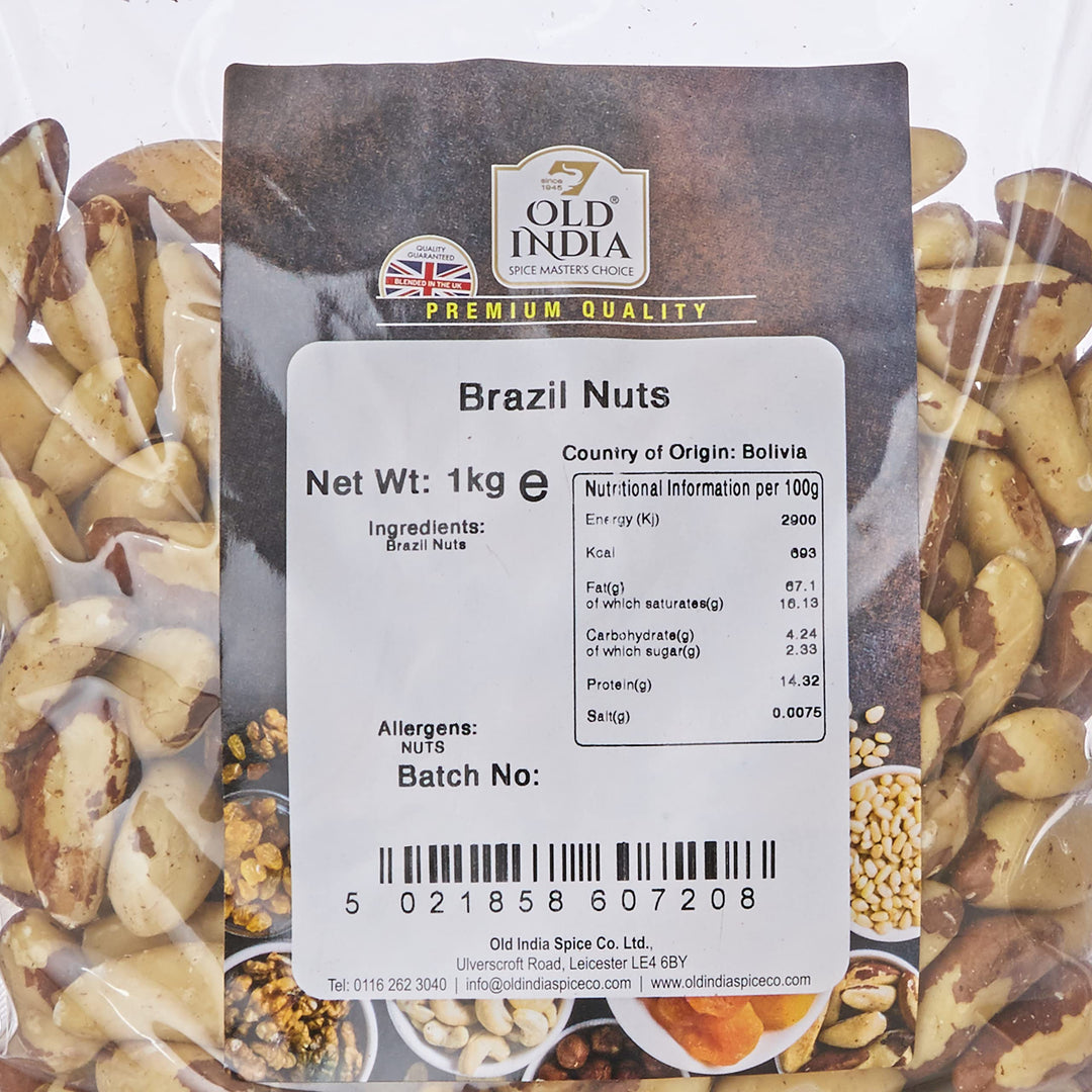 Old India Brazil Nuts 1kg - Natural, Additive-Free, GMO-Free Nuts in Heat-Sealed Freshness Bag