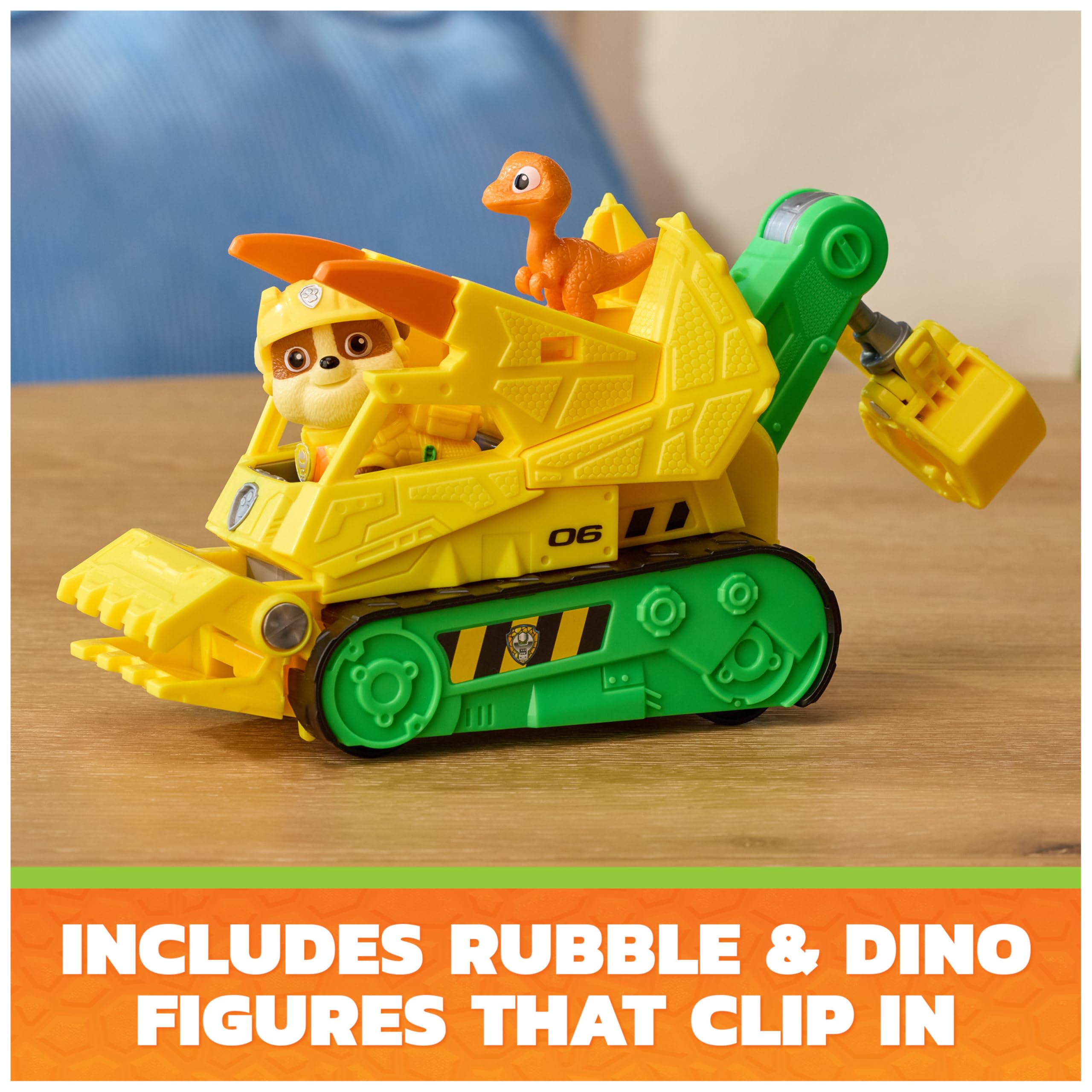 Paw Patrol Rubble Dino Rescue Bulldozer Toy Truck - 17.5 cm Vehicle, Ages 3-9 4
