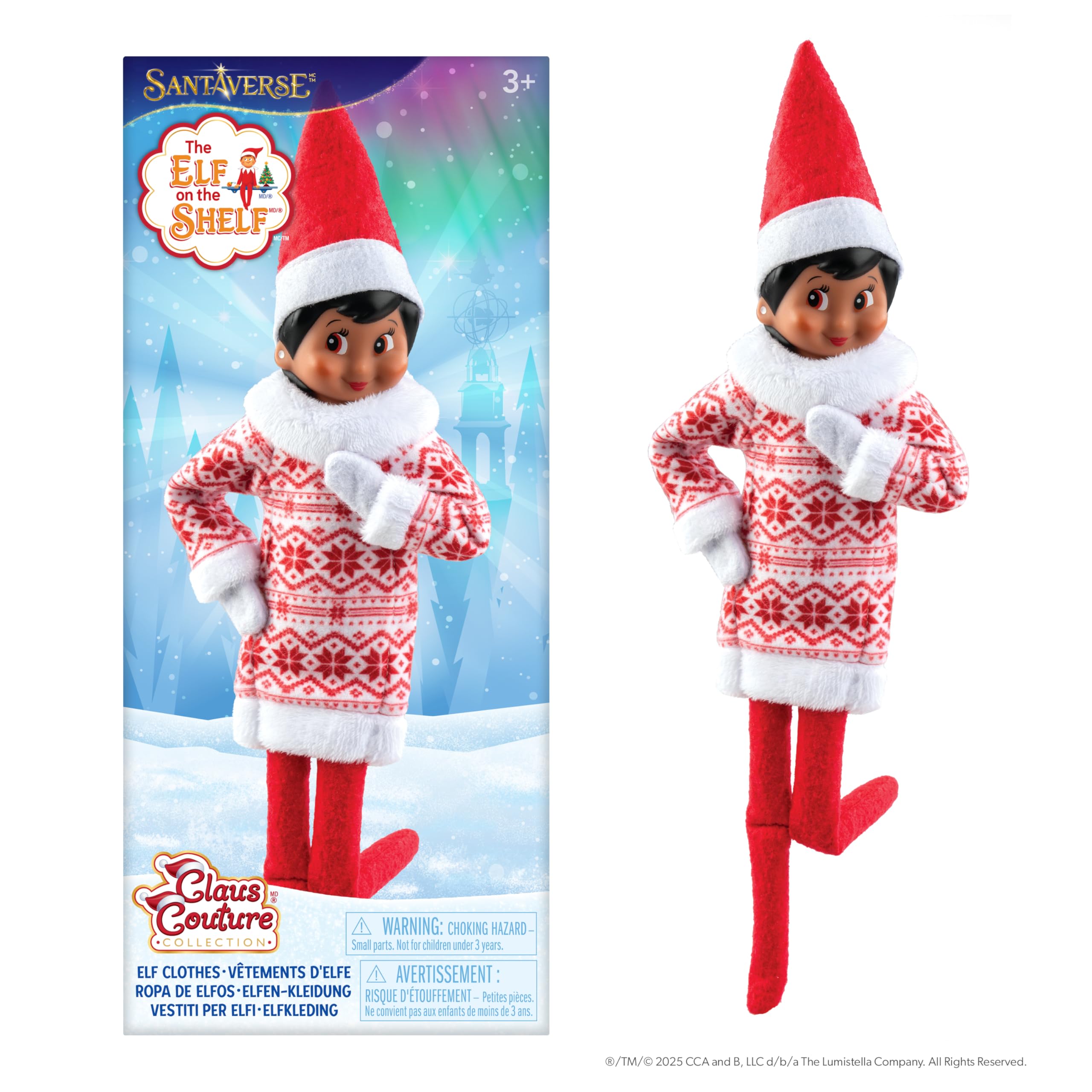 The Elf on the Shelf Claus Couture Sweater Dress - Festive Fair Isle Design for Scout Elves 1