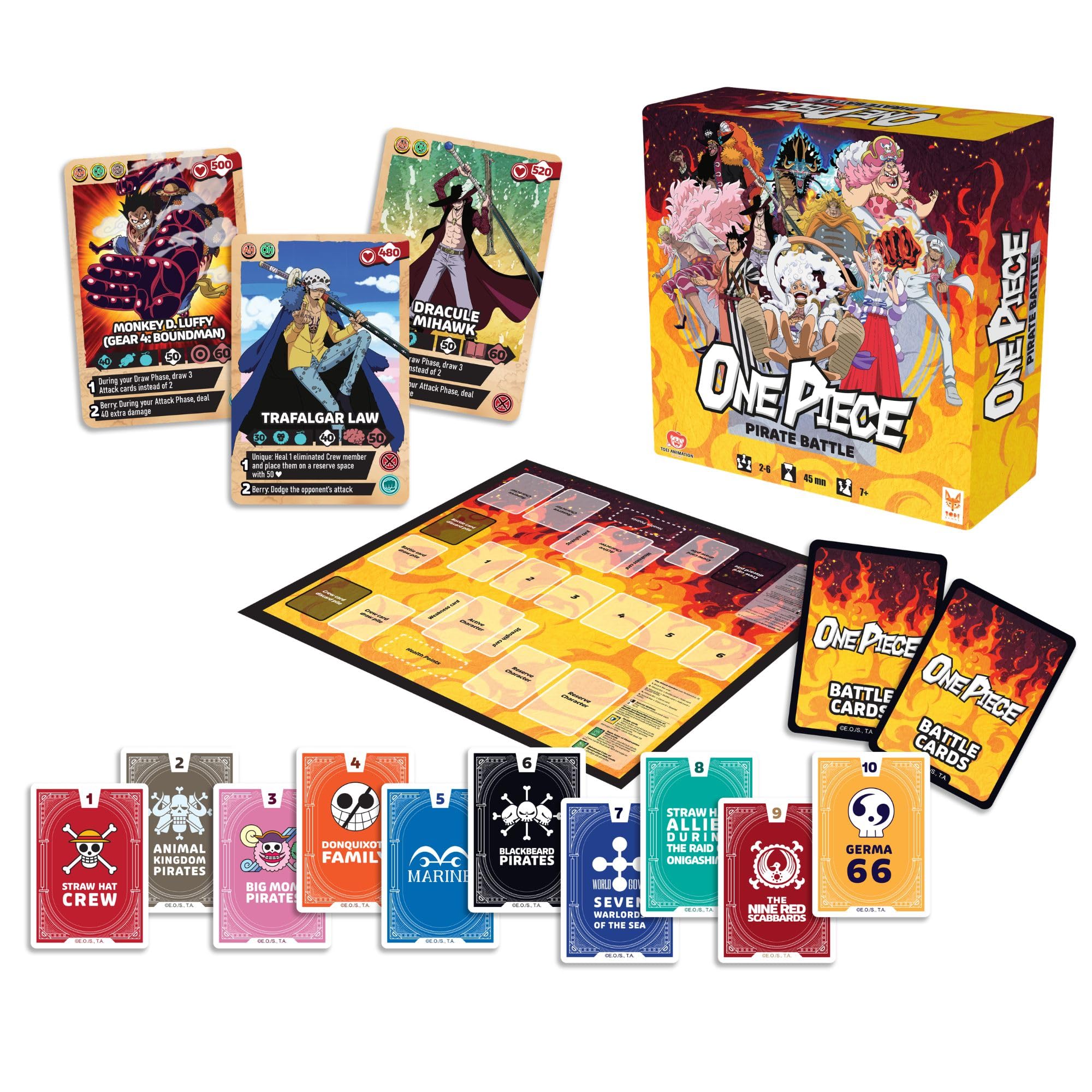 Topi Games One Piece Pirate Battle Deck Building Board Game | 2-6 Players | Ages 7+ | 45 Min Playtime