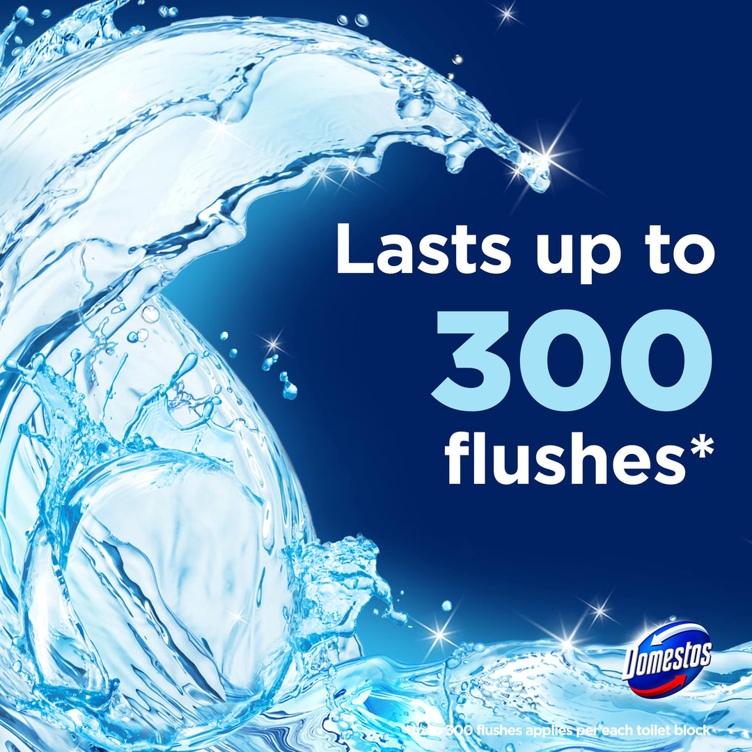 Domestos Power 5 Ocean Toilet Rim Blocks - Long-Lasting Toilet Freshener for Up to 300 Flushes
