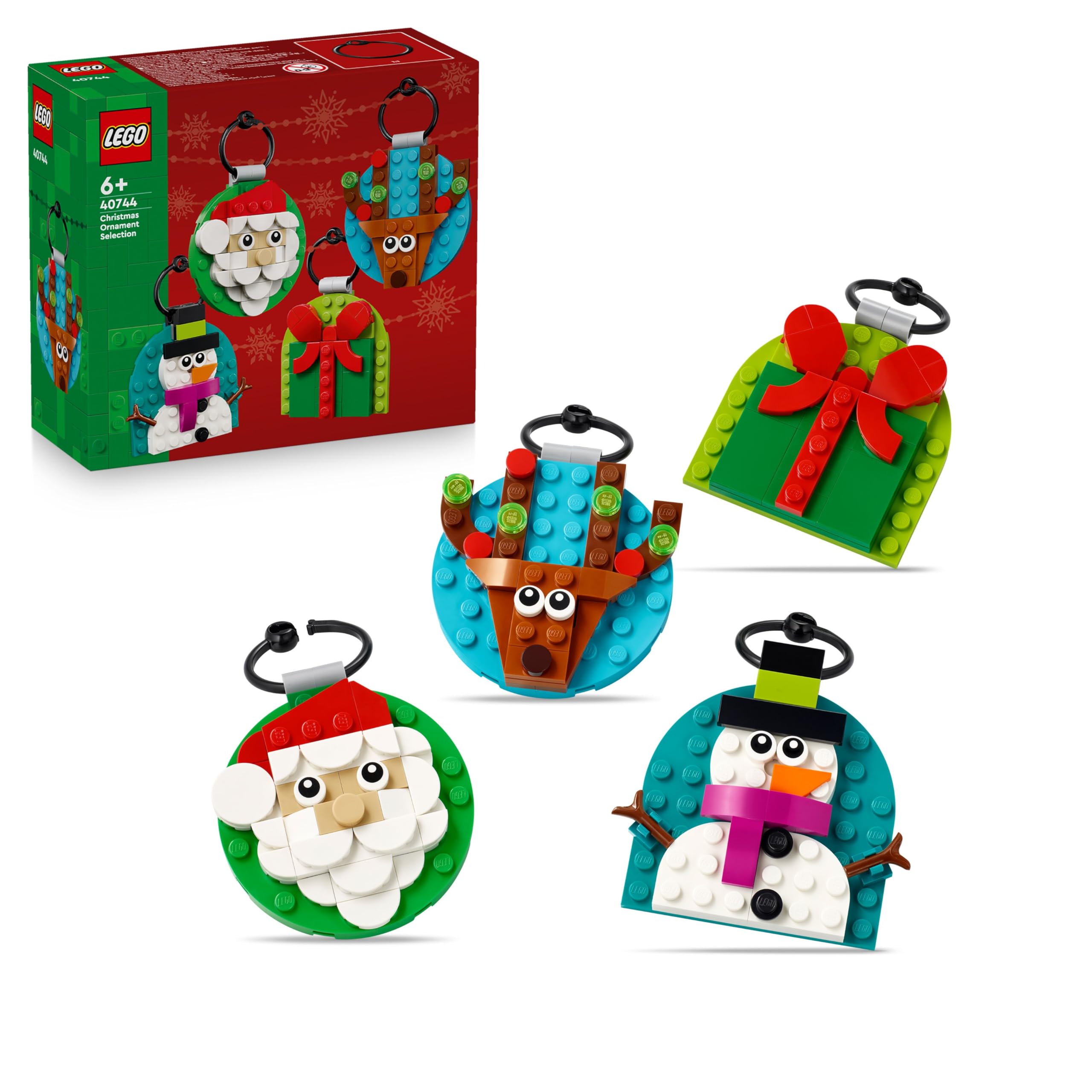LEGO Christmas Ornament Selection - Building Toy with 4 Festive Hanging Decorations for Kids 6+ 1