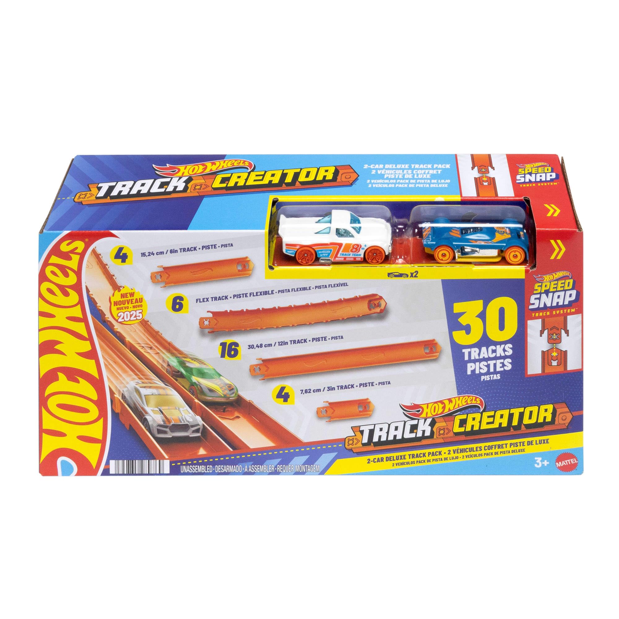 Hot Wheels Track Creator Deluxe Pack - 25 Feet Speed Snap Track with 2 Cars 1
