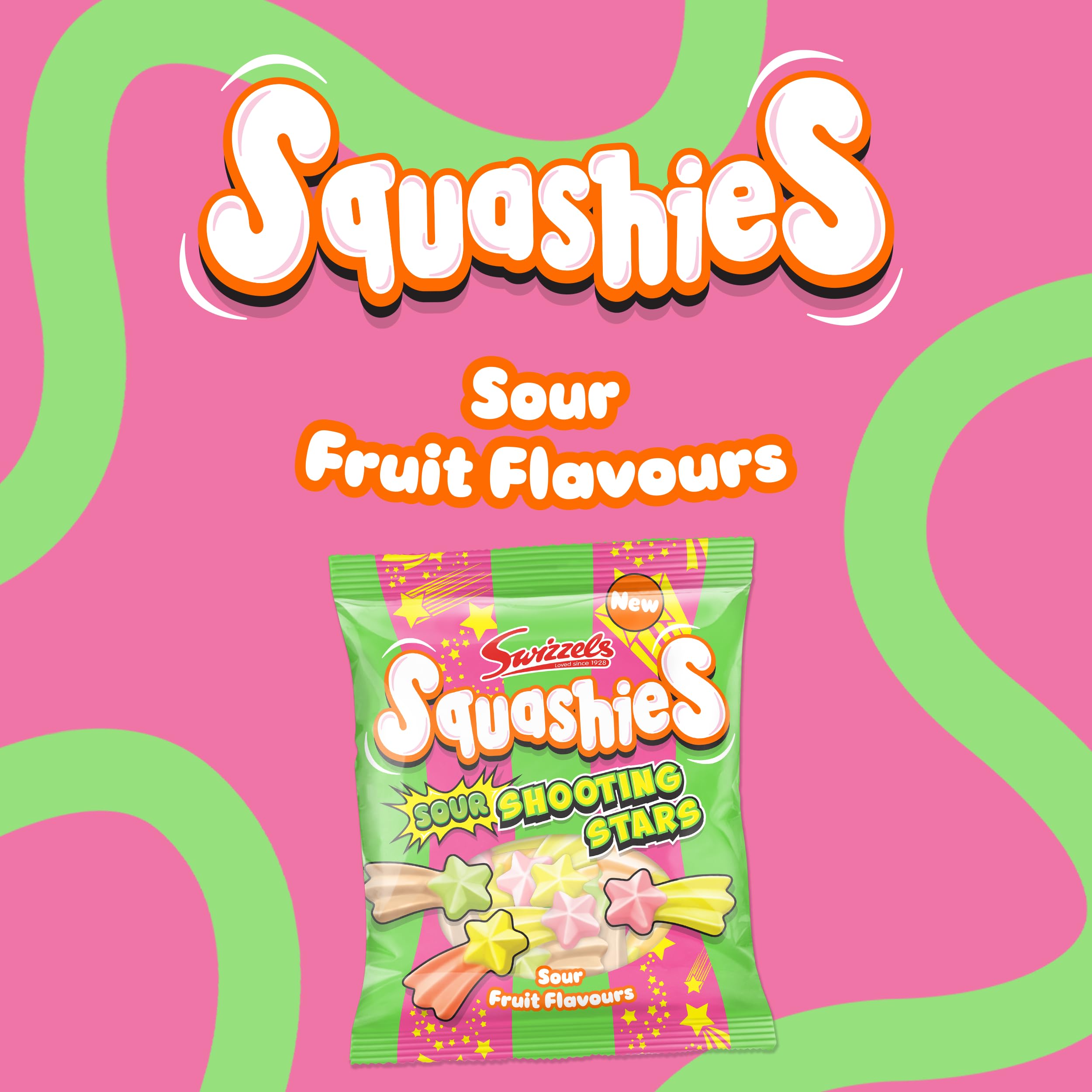 Swizzels Squashies Sour Stars - Chewy Fruit & Sour Candy | 100g Pack