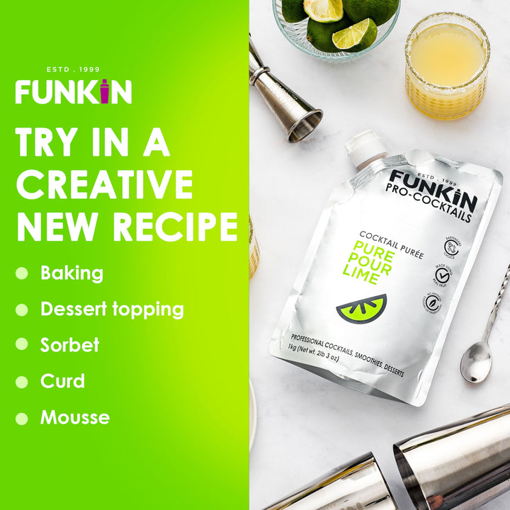Funkin Pro Pure Lime Juice for Cocktails, Cooking & Baking, Real Fruit Juice