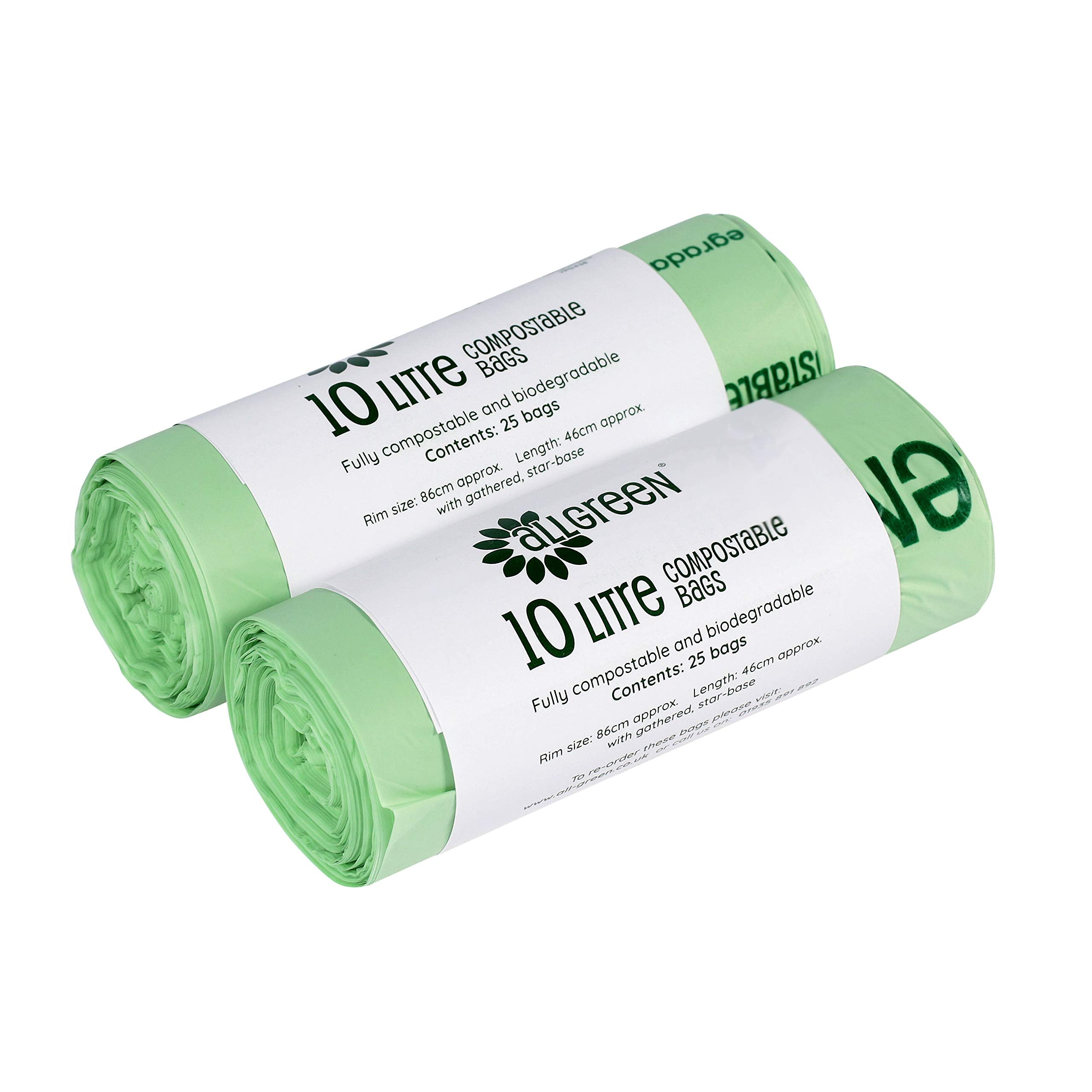 All-Green VC 10L-2 Compostable Bin Liners - 10 Litre Capacity, 50 Bags Total 1