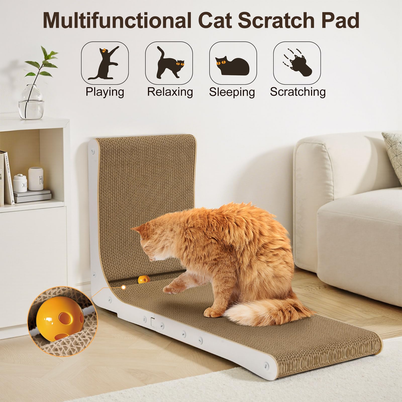 Gimars L-Shaped Cat Scratcher - Protect Furniture | 47cm | Cardboard 4