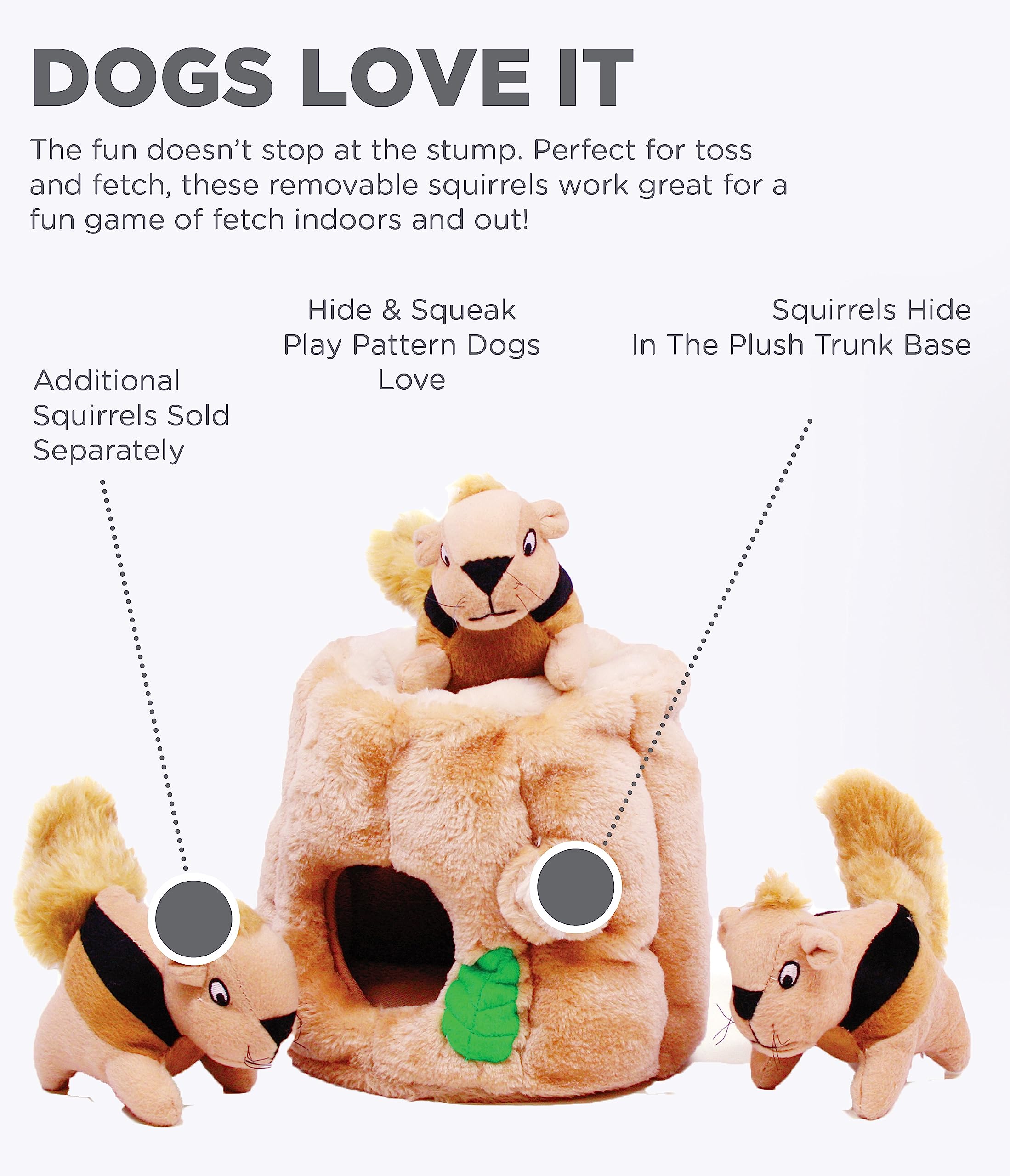 Outward Hound Hide A Squirrel Plush Dog Toy Puzzle - Small Size, Brown, Hide-and-Seek 2