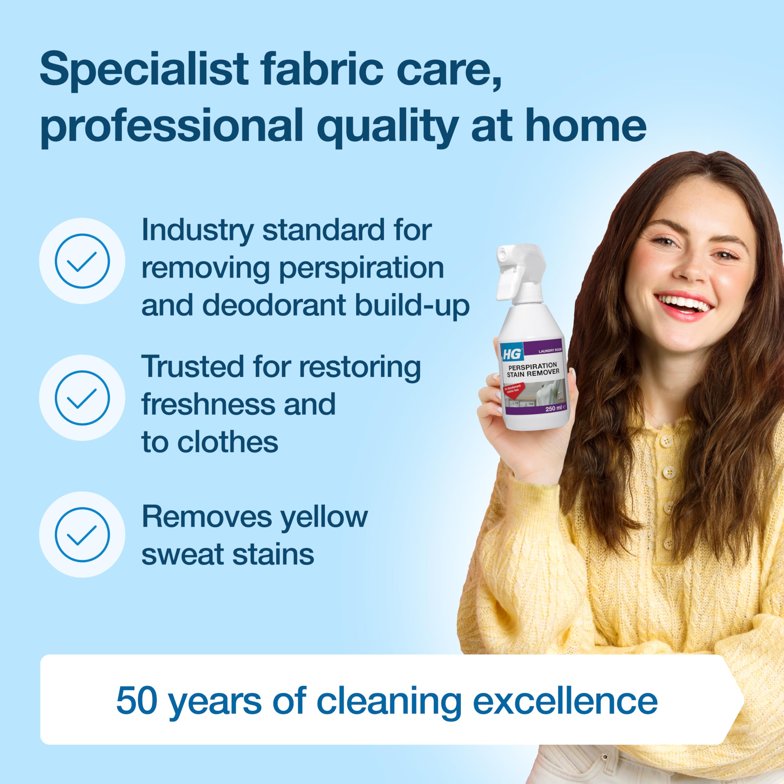 HG Perspiration Stain Remover - Removes Sweat & Deodorant Marks | Liquid 250ml 7