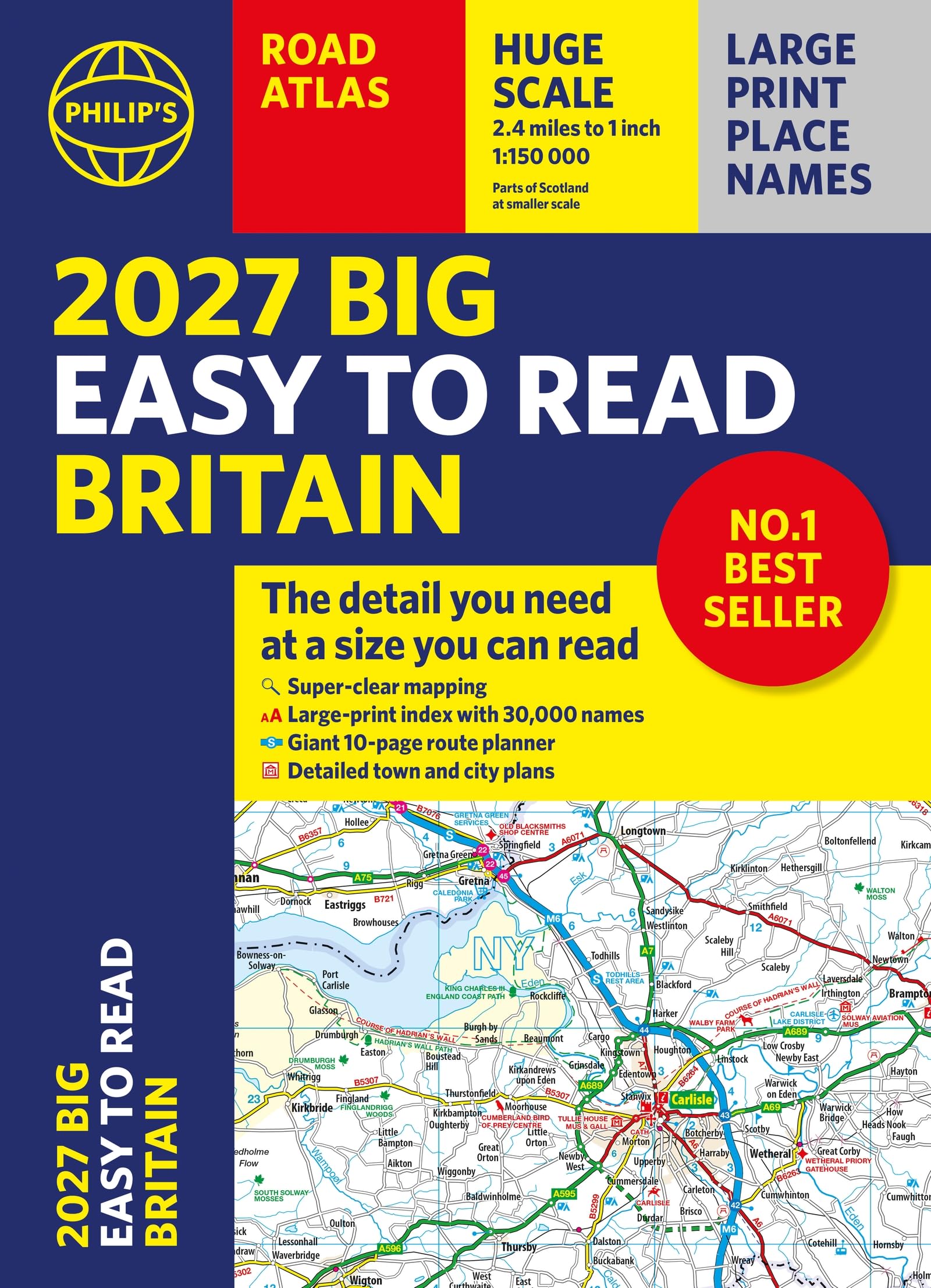 Philip's Big Easy to Read Britain Road Atlas 2027 - Large Print Maps | A3 Paperback | 240 Pages