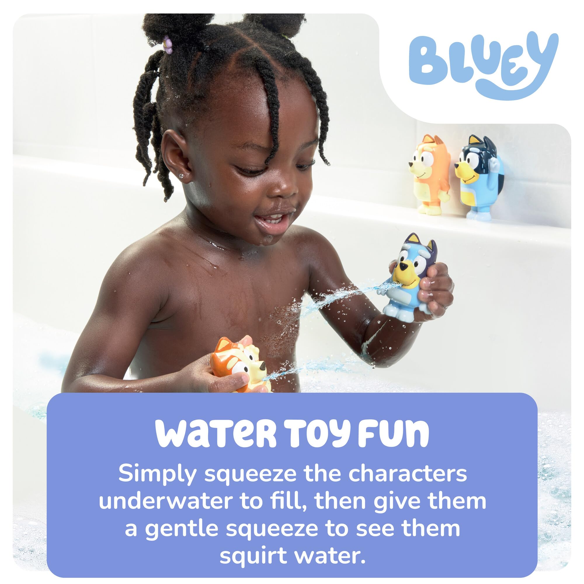 Toomies Bluey Squirter 4-Pack Bath Toy Set with Bluey, Bingo, Mum, and Dad 3