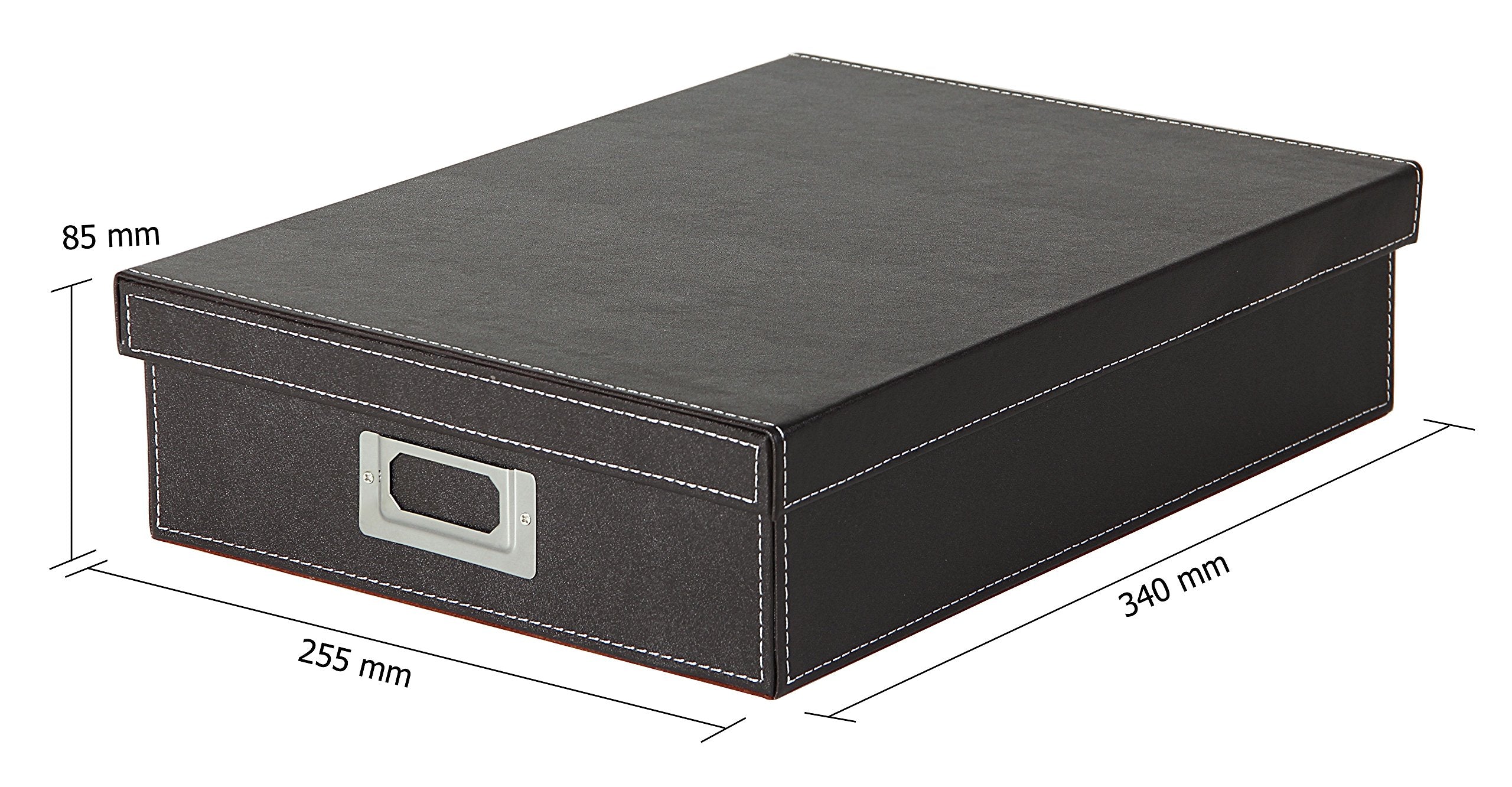 Osco Faux Leather A4 Document Storage Box with Lid | Stackable | Brown | 16 Litres 3