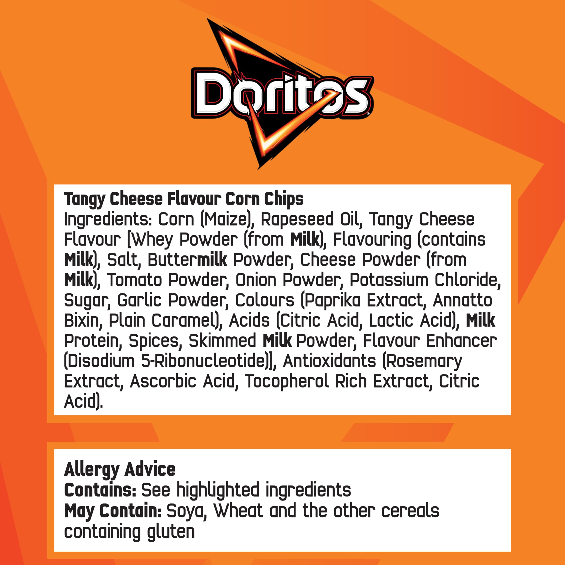 Doritos Tangy Cheese Multipack Crisps | 5 x 30g Bags | Suitable for Vegetarians