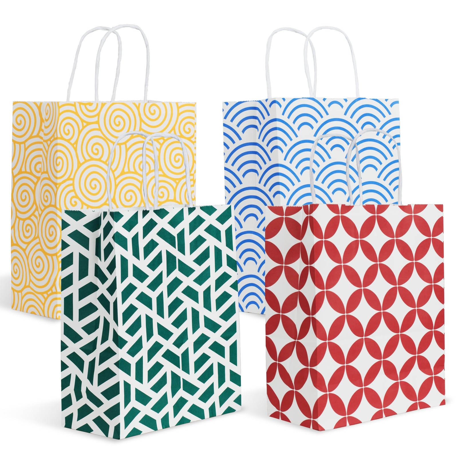 Parmedu Paper Gift Bags with Handles - 24 Count Assorted Colors | 10.2" H x 8.5" W | Virgin Wood Pulp