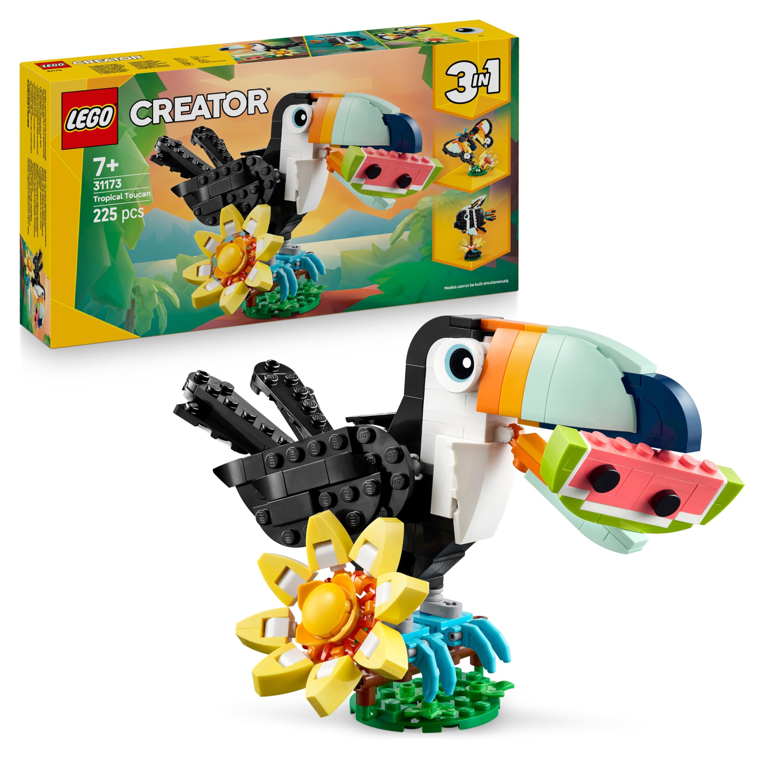 LEGO Creator 3in1 Wild Animals: Tropical Toucan 31173 Building Set | Ages 7+ | 3 Models in 1
