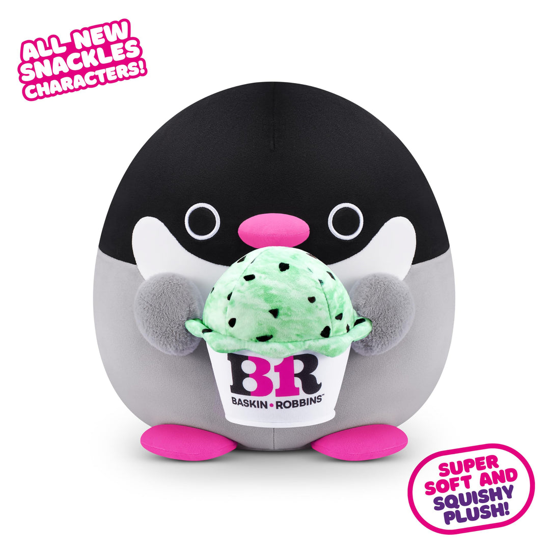 Snackles Series 2 Penguin (Baskin Robbins) - Super Soft 35 cm Plush Collectible Toy