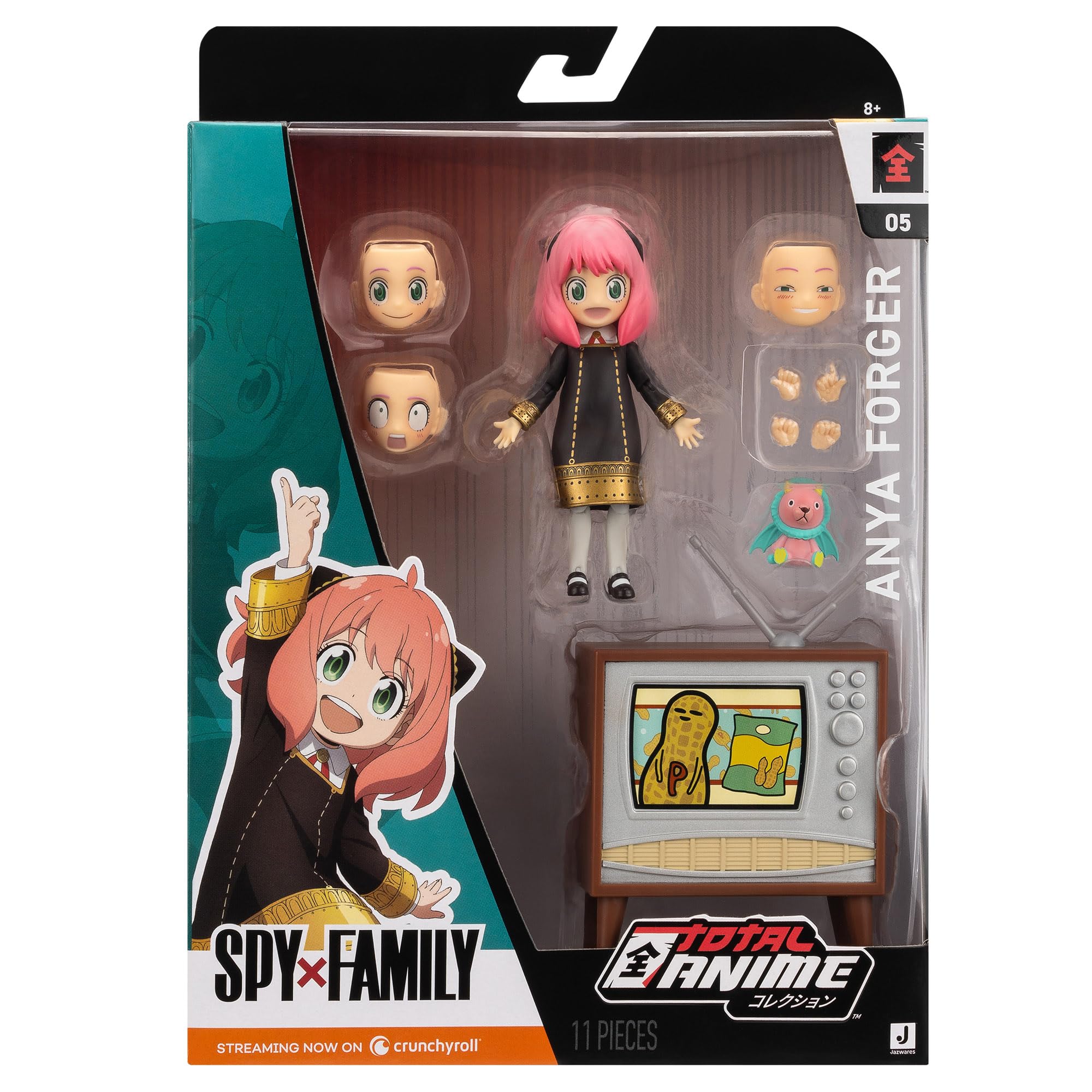 Total Anime Anya Forger Spy x Family 6.5-Inch Scale Figure with Swappable Faceplates and Accessories
