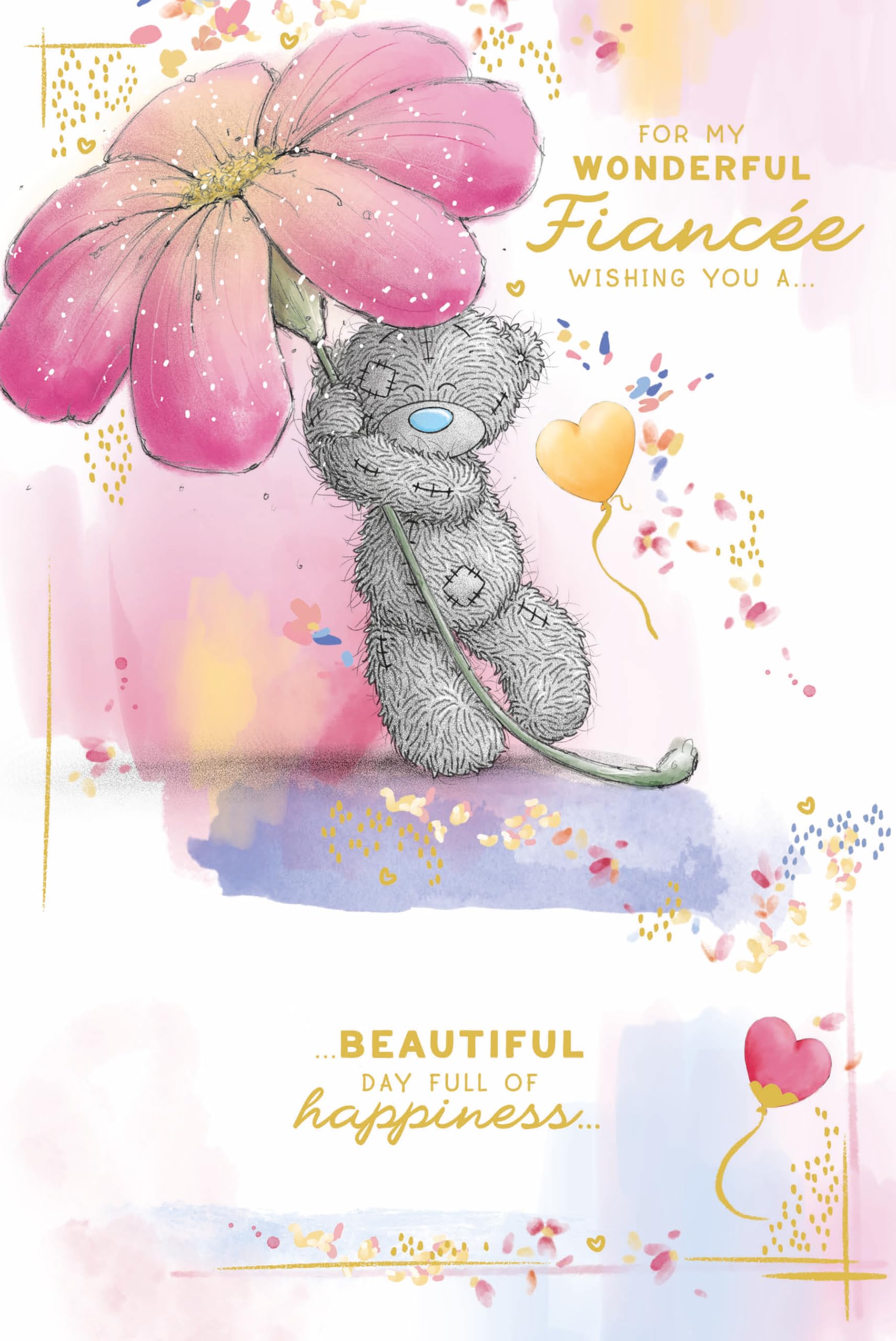 Me To You Tatty Teddy Wonderful Fiancee Luxury Gold Foil Birthday Card | 6 x 9 Inches 1