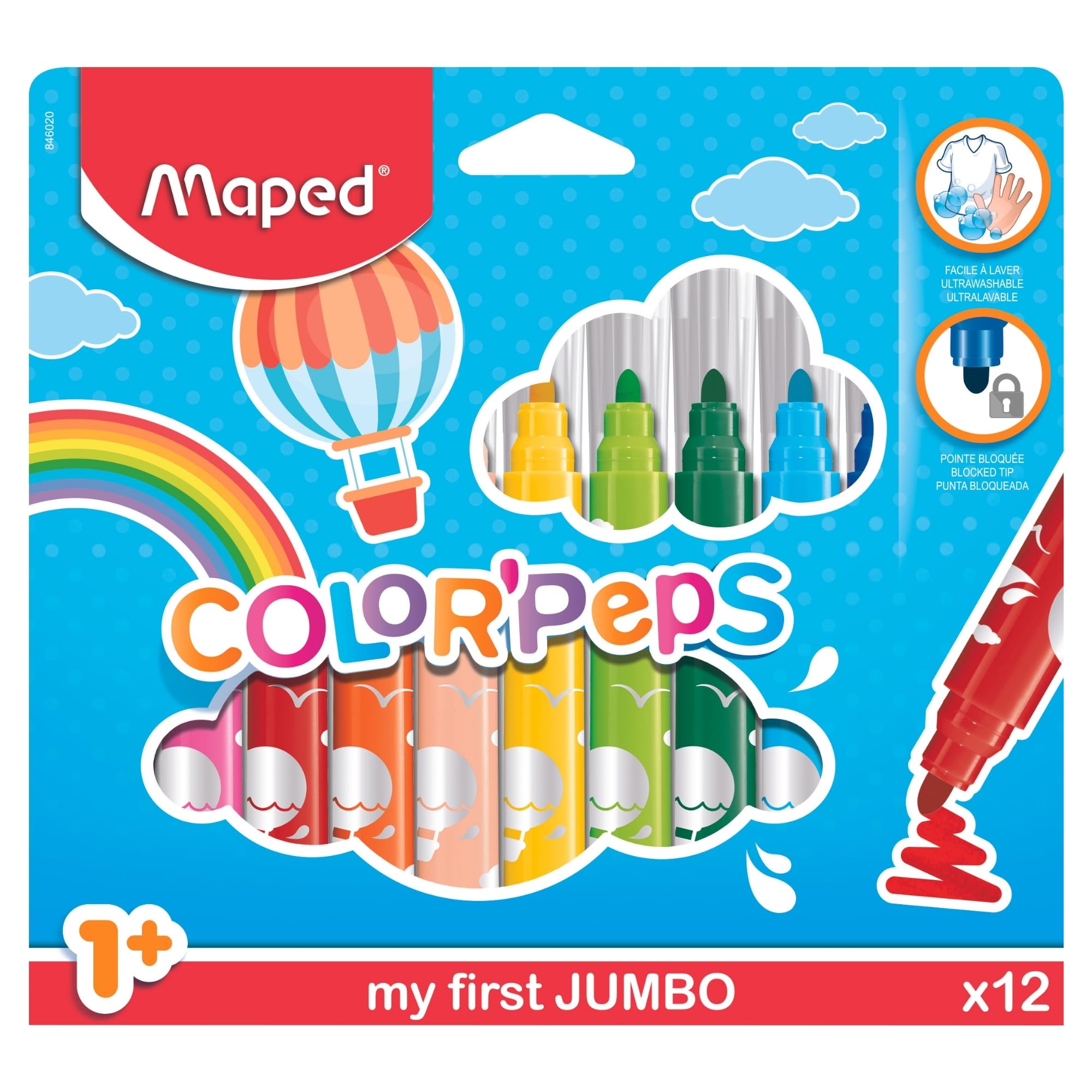 Maped Color'Peps My First Jumbo Colouring Pens - 12 Washable Felt Tips for Toddlers (1+ Years) 6