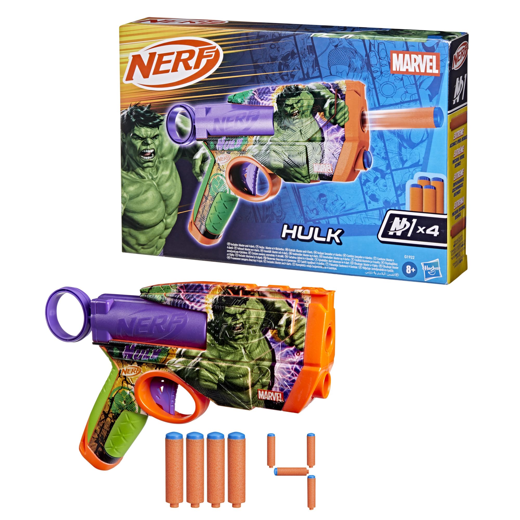 Nerf Marvel Hulk Dart Blaster with 2-Dart Capacity, Pull-Back Priming | Ages 8+ 1