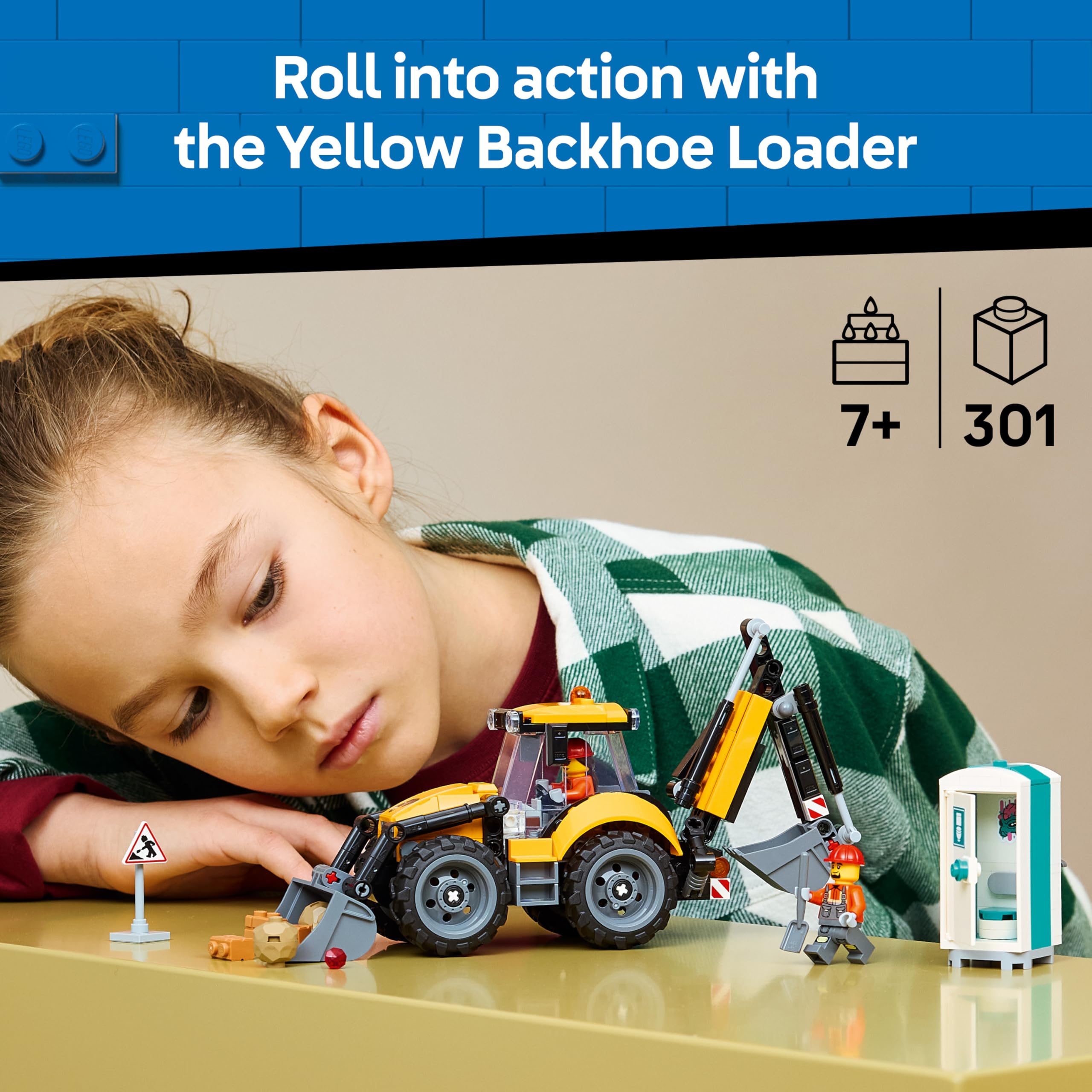 LEGO City Yellow Backhoe Loader Construction Vehicle Set 60480 for Ages 7+ 2