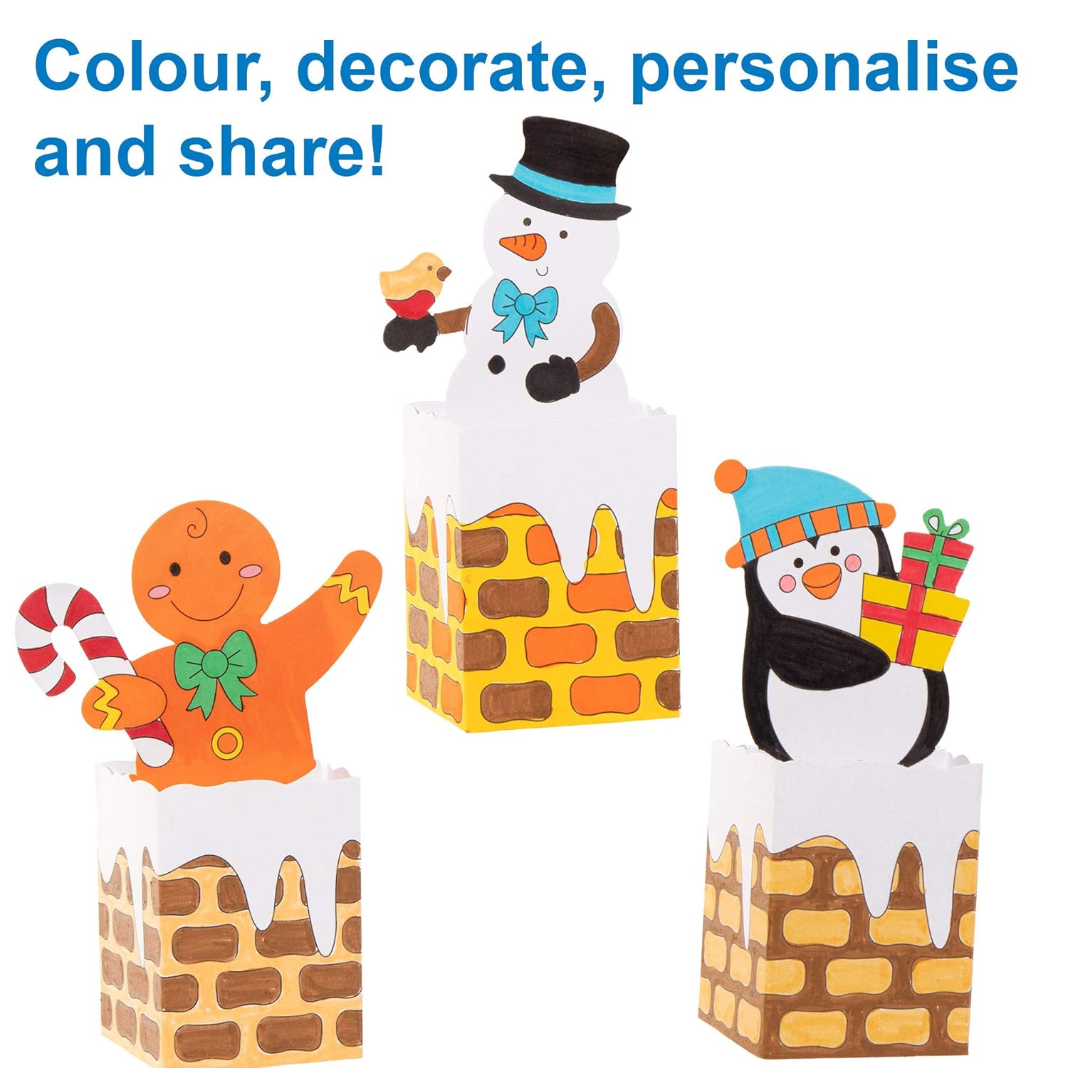 Baker Ross AR850 Chimney Pop-Up Colour in Cards - 3D Christmas Craft Kit for Kids 7