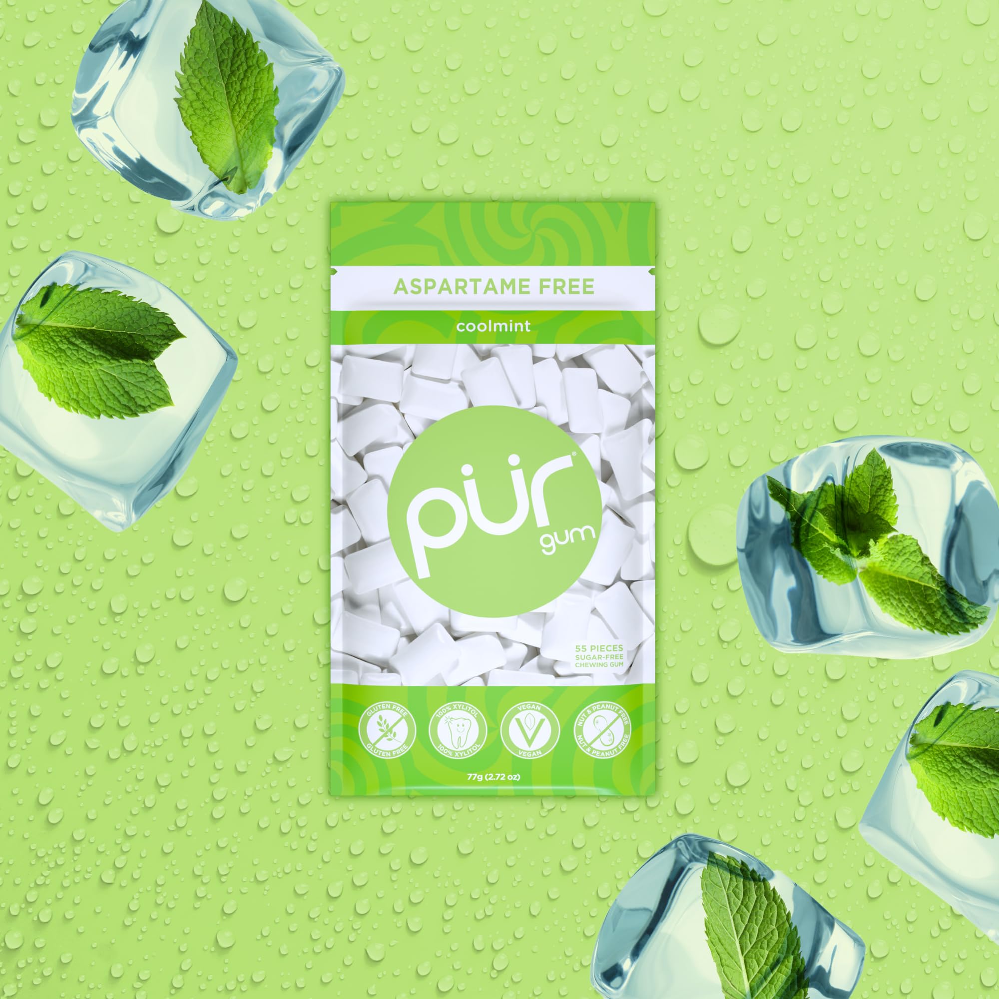PUR Gum Sugar Free Chewing Gum - Natural Coolmint Flavor | Xylitol Sweetened | 55 Count Pack 3