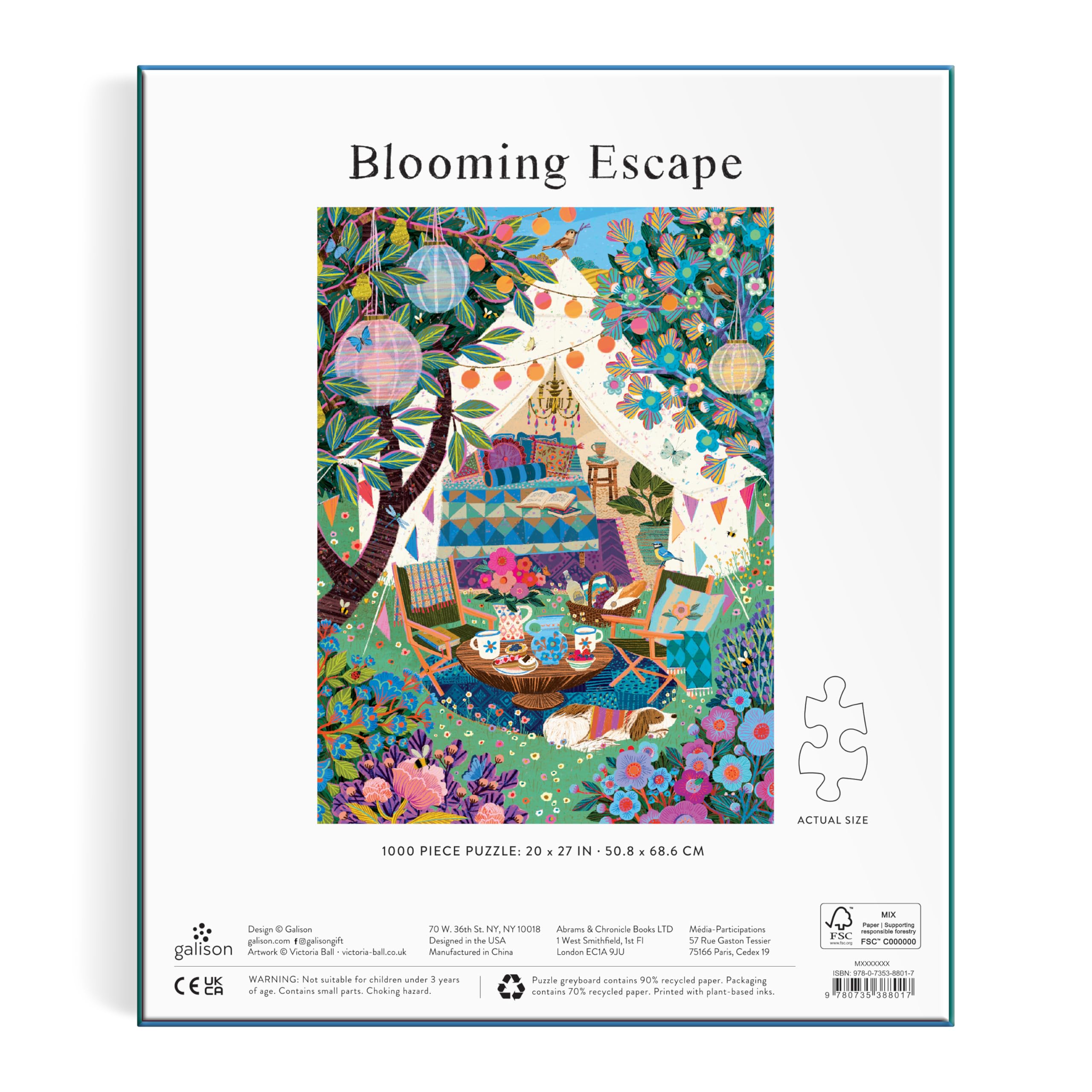 Galison Blooming Escape 1000 Piece Jigsaw Puzzle - Whimsical Outdoor Scene | 27" x 20" Finished Size | Ages 12+ 5