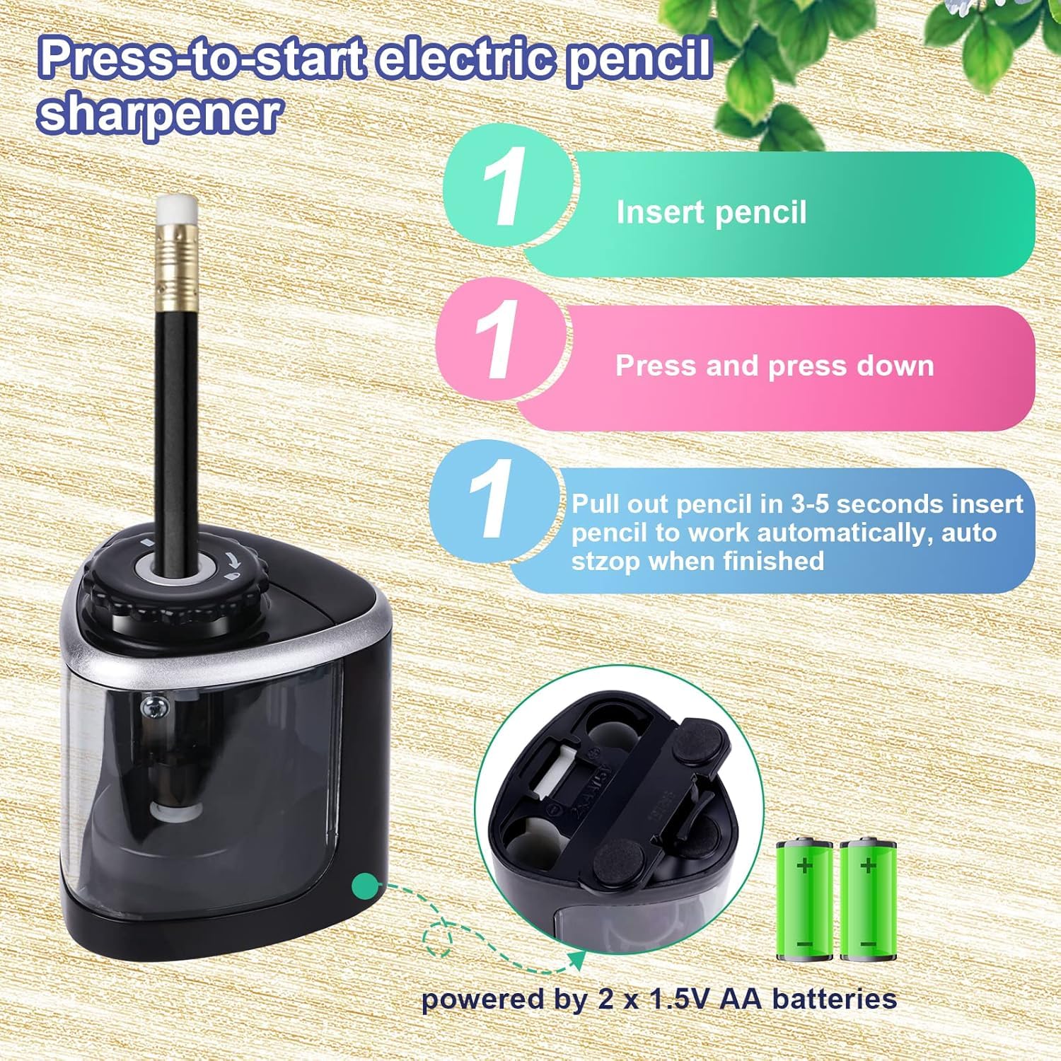 elzle Electric Pencil Sharpener - Dual Mode (Electric/Manual) | Fast 3-5 Sec Sharpening | Black 6