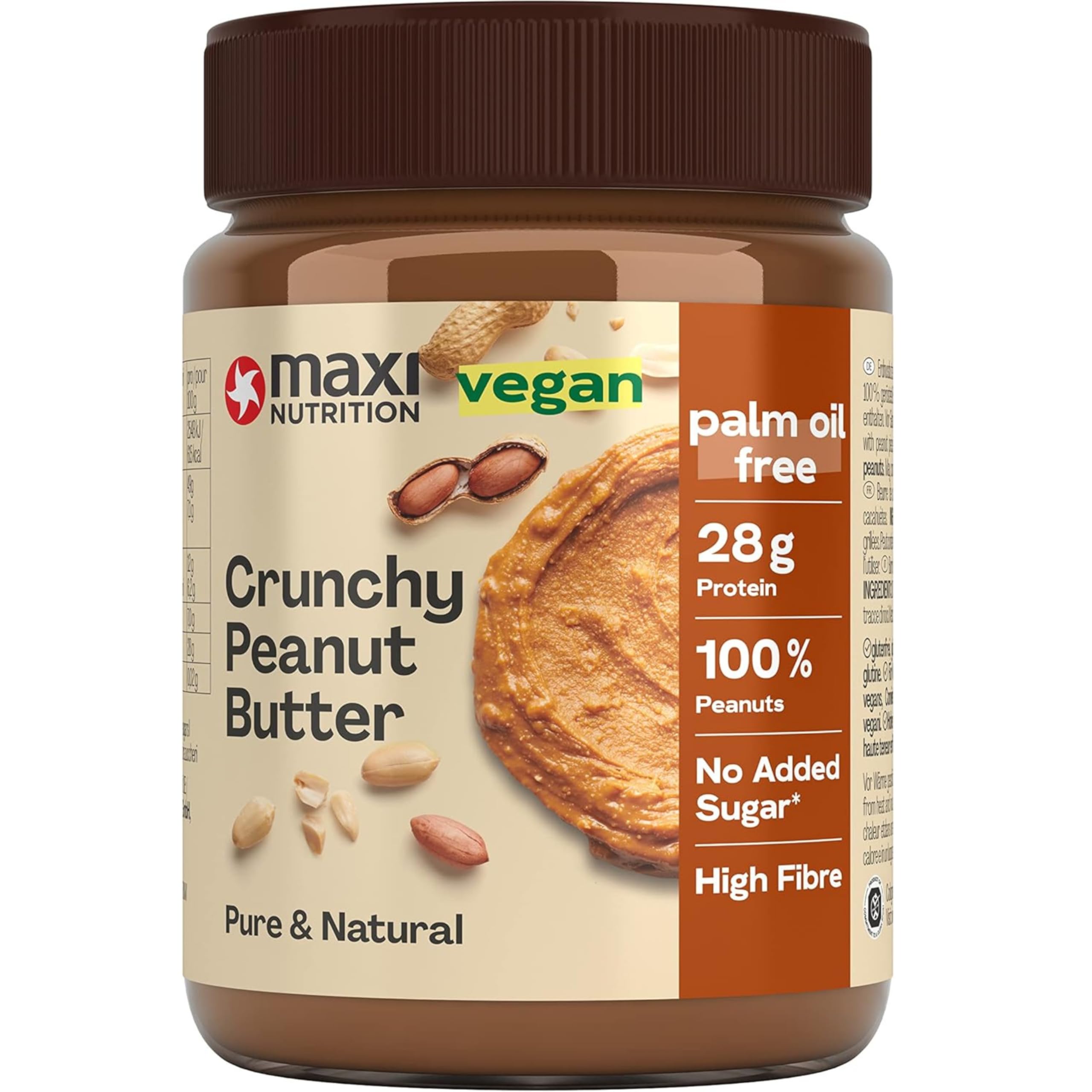 MaxiNutrition Crunchy Peanut Butter - 100% Peanuts, High Protein | 350g Jar