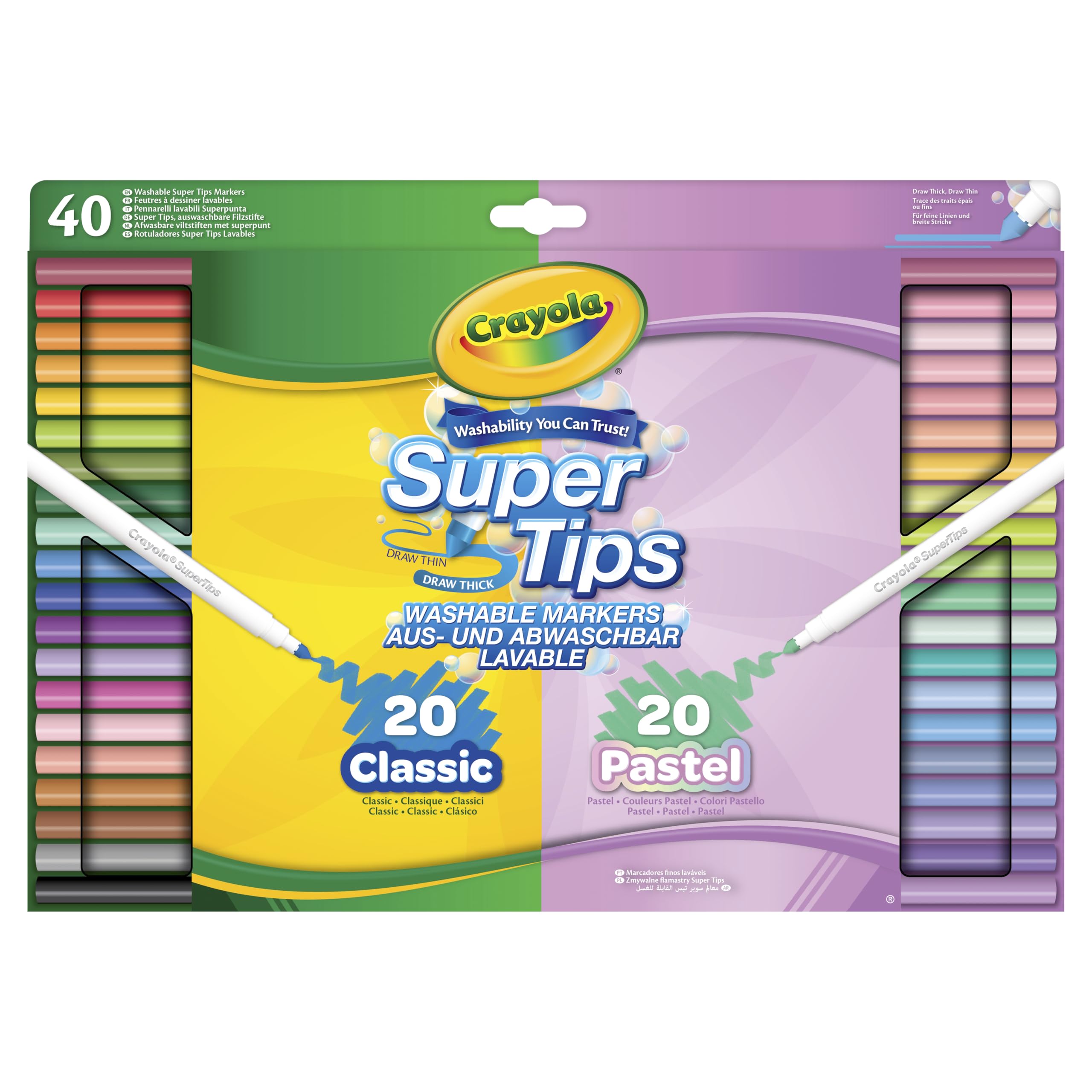 CRAYOLA SuperTips Washable Markers - Classic & Pastel Colours (Pack of 40) 1