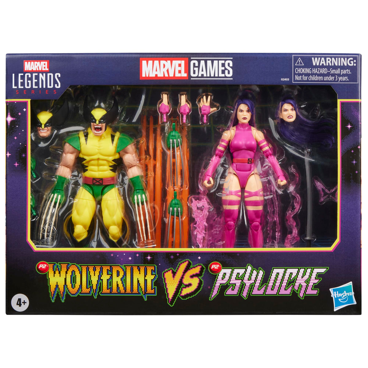 Marvel Legends Wolverine vs Psylocke 2-Pack Action Figures - 15cm Scale, 19 Accessories, Retro Gaming Inspired