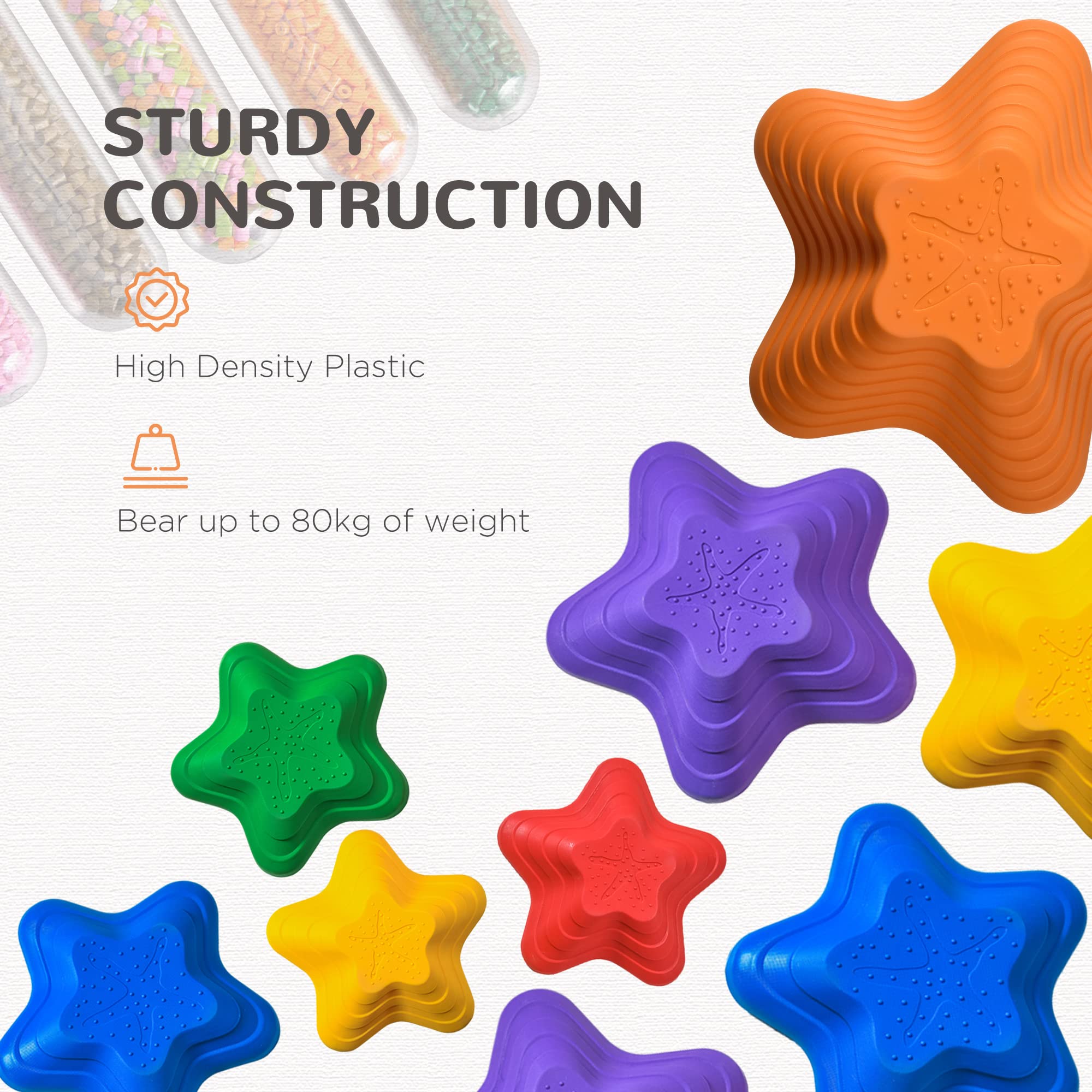 Outsunny Balance Stepping Stones - 6-Piece Set | Improves Balance | Ages 3-8 | Max 80kg 5