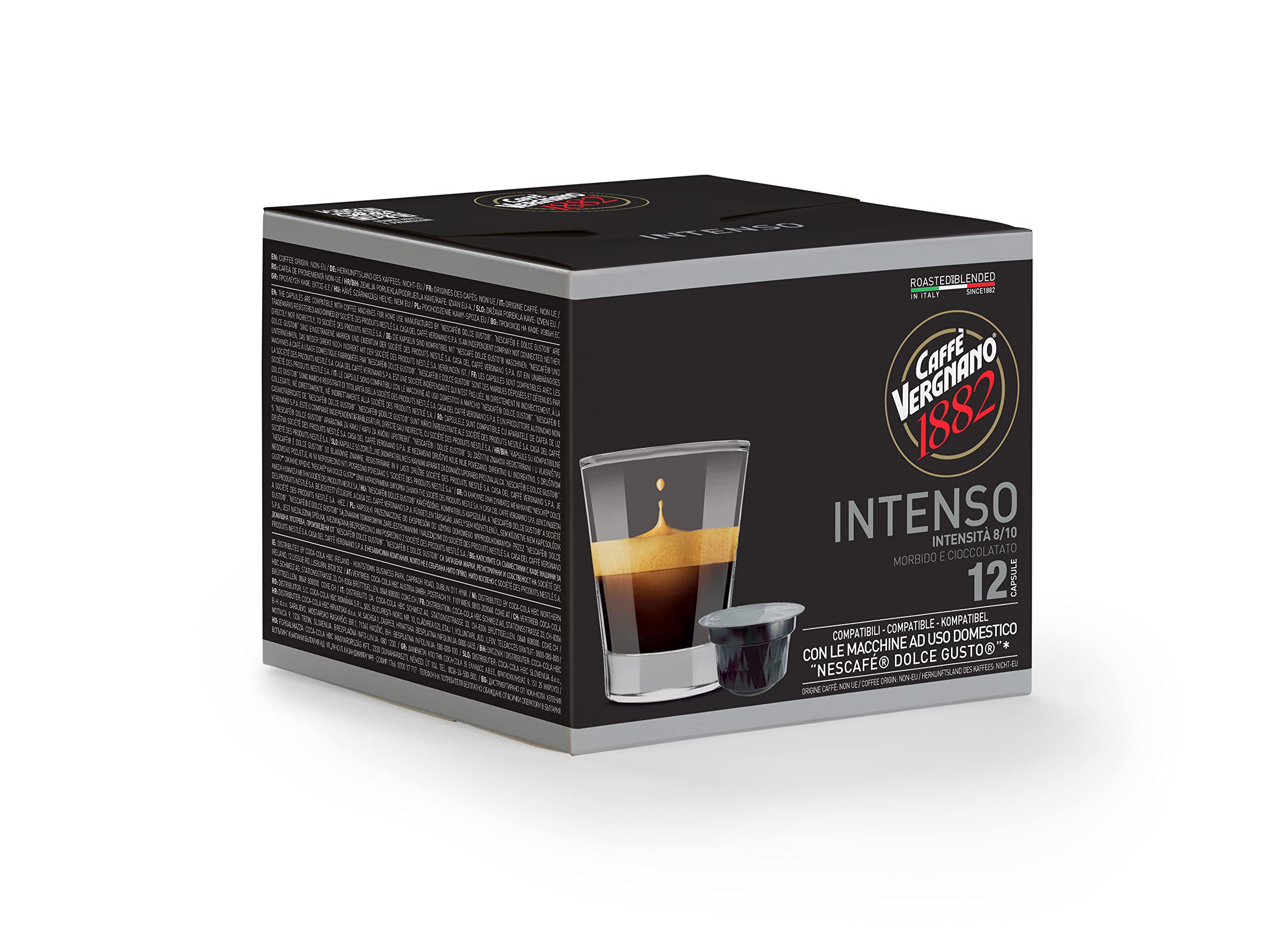 Caffè Vergnano 1882 Coffee Capsules - Compatible with Nescafé Dolce Gusto | Arabica & Robusta Blend | 12 Count