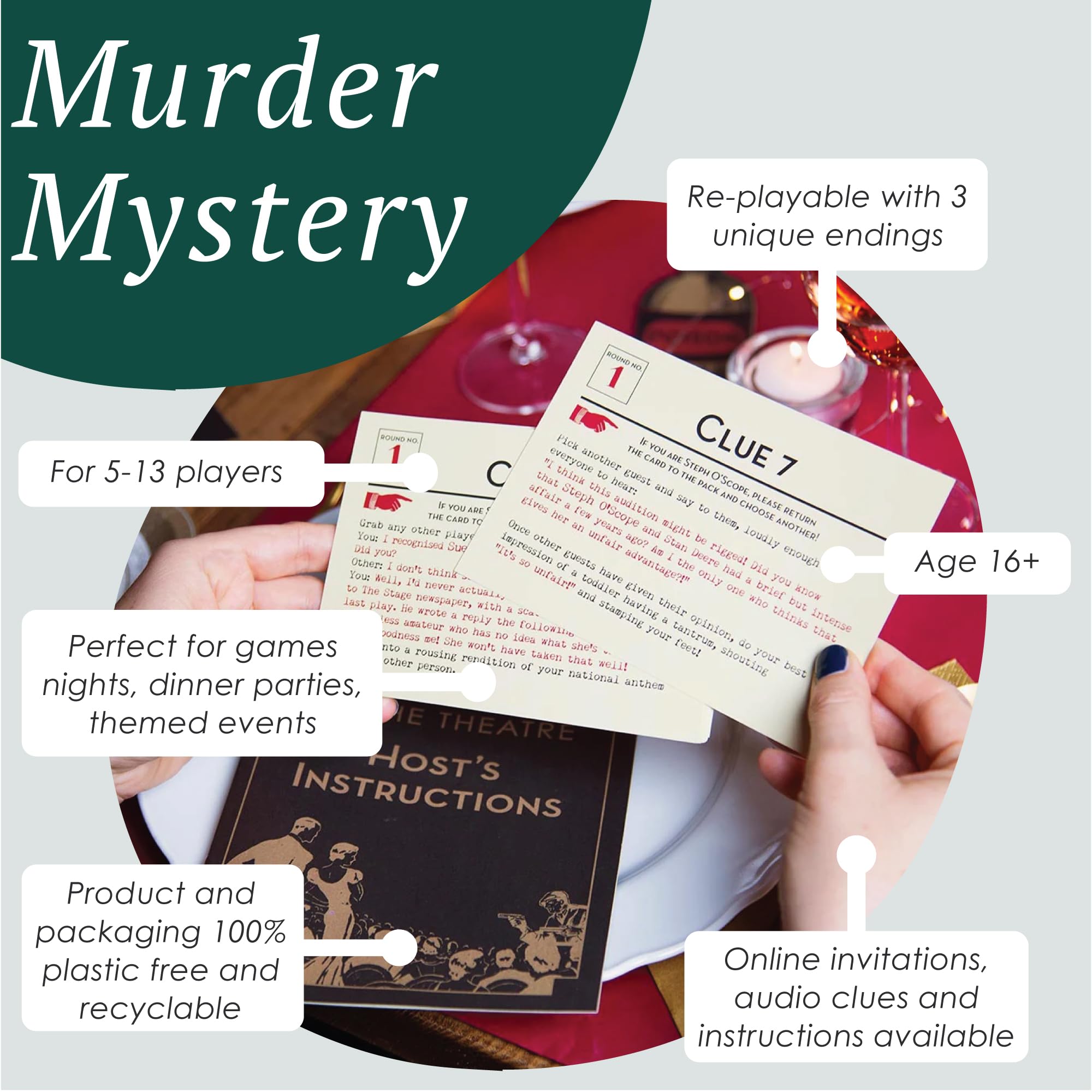 Talking Tables Reusable Murder Mystery Game - 5-13 Players | Ages 15+ | 3 Alternative Endings 5